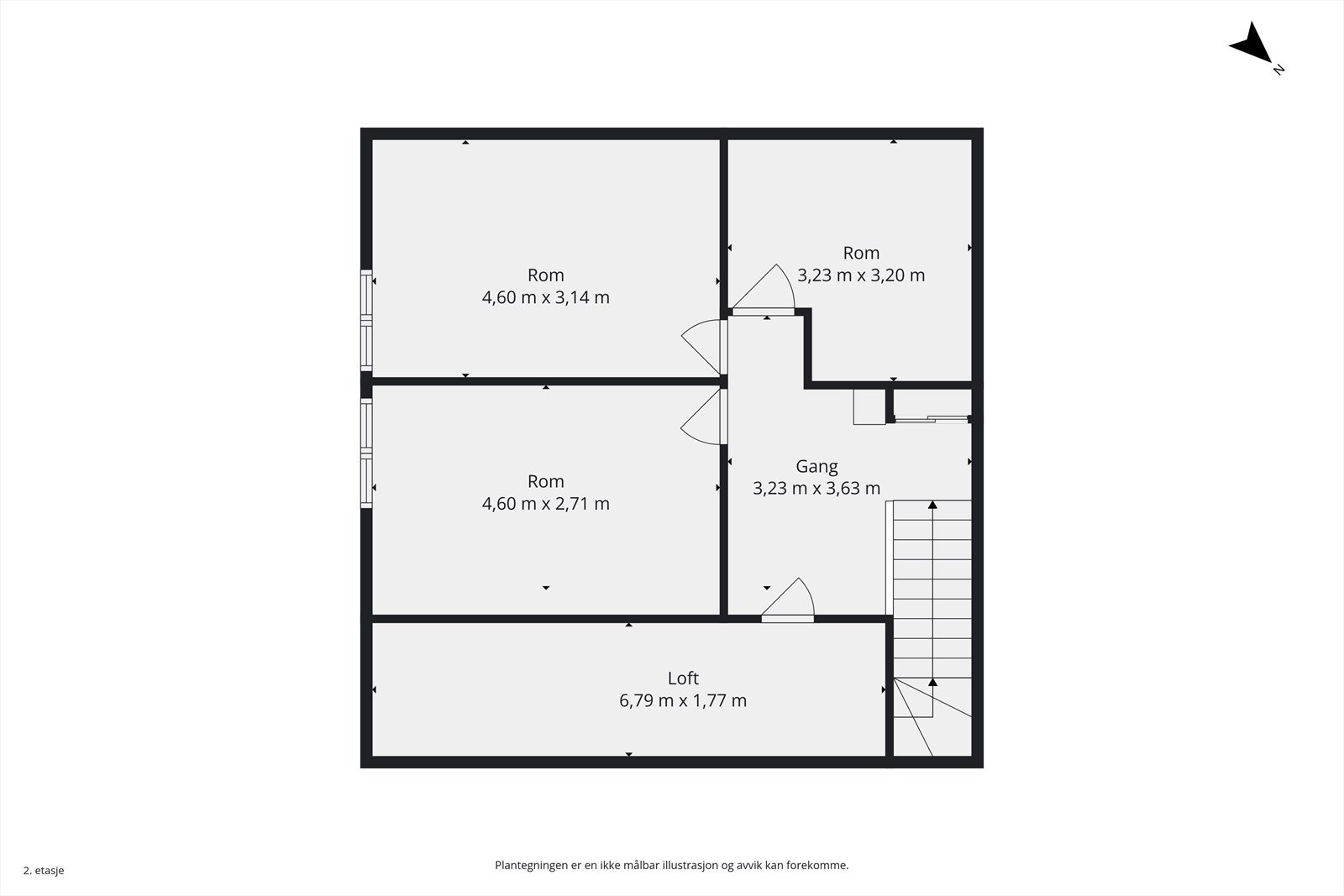Plantegning loftsetasje. Galleribilde