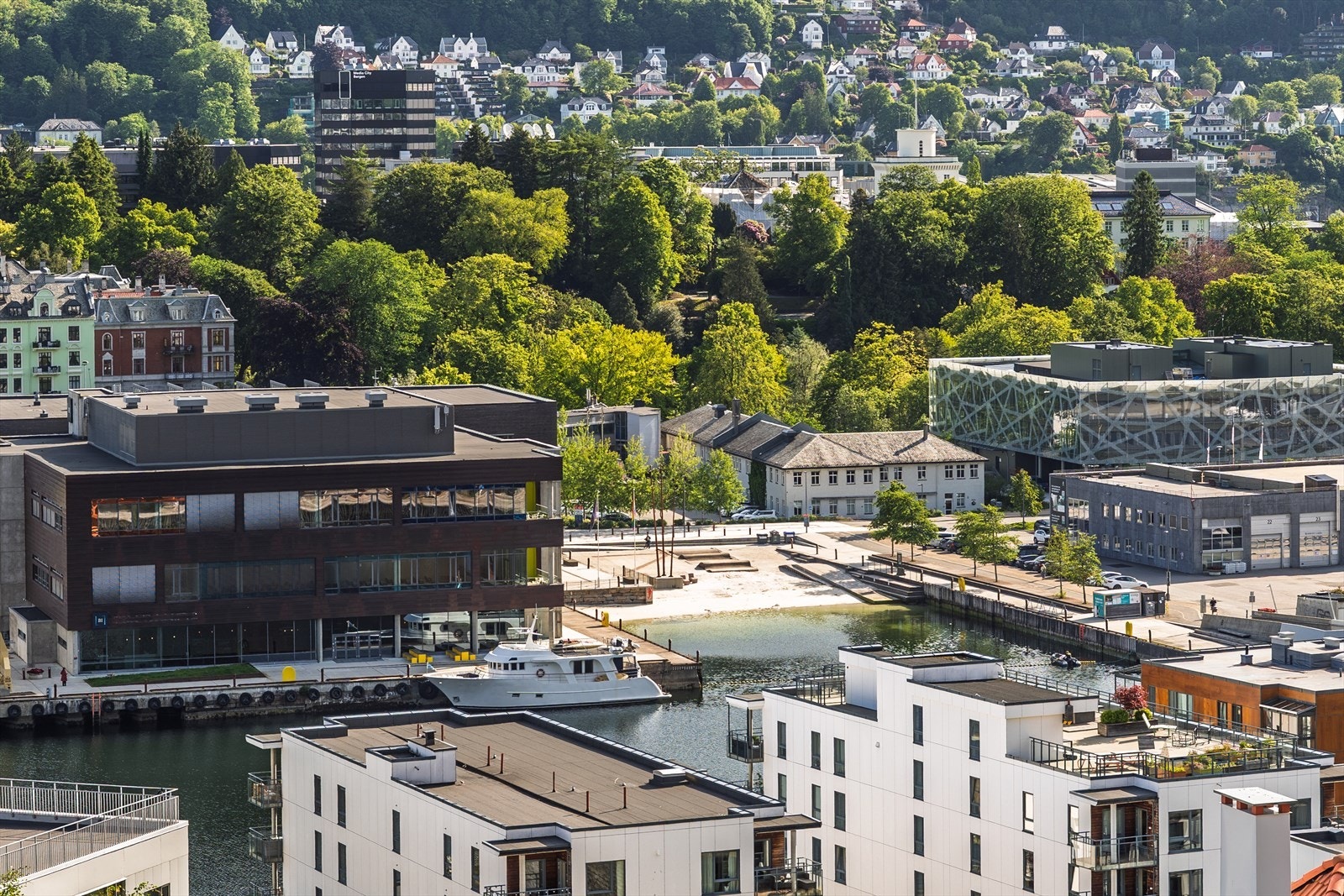 Like over broen ligger Møhlenpris med blant annet en flott bystrand Galleribilde