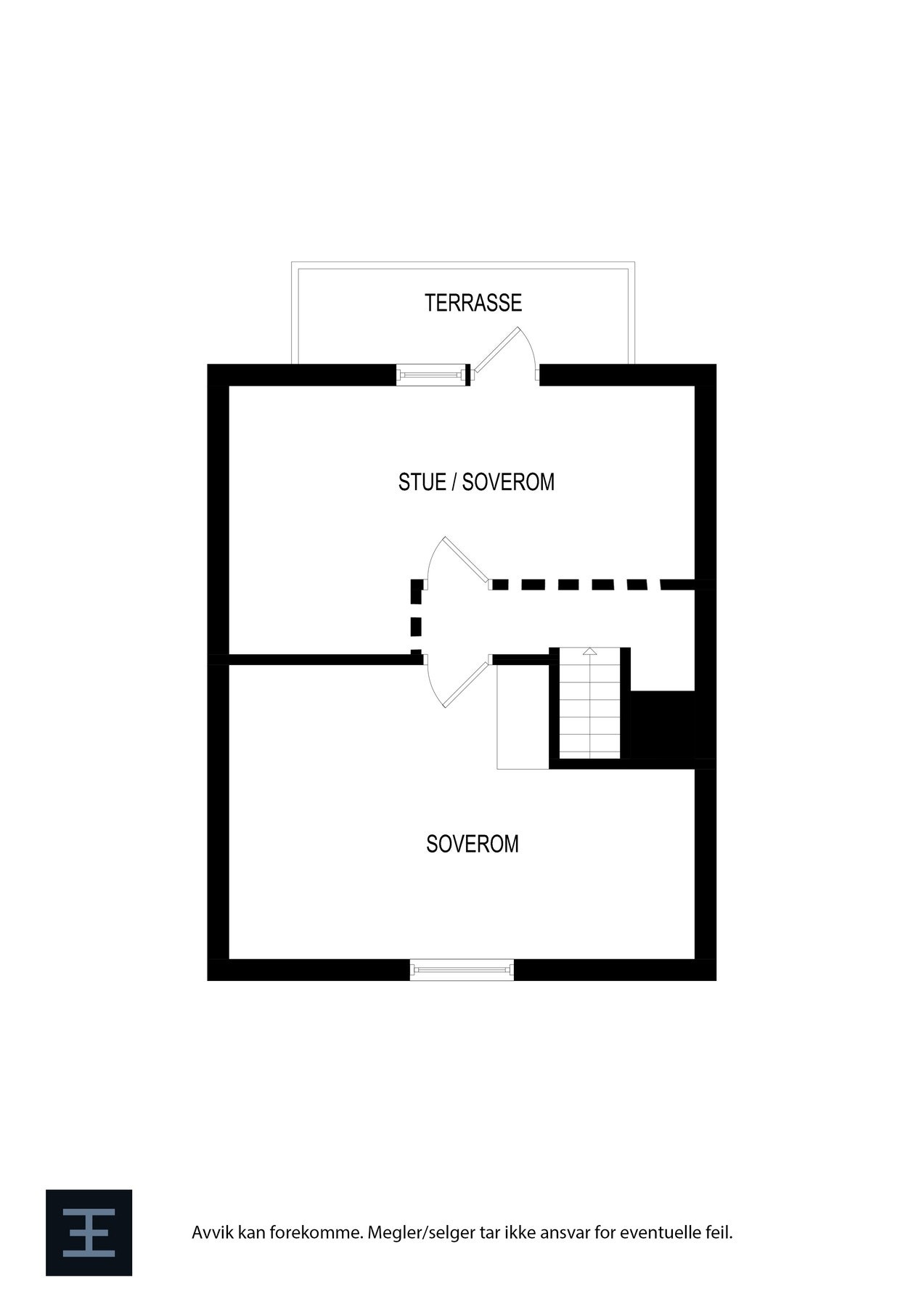 Plantegning som viser mulighet for 2 soverom Galleribilde