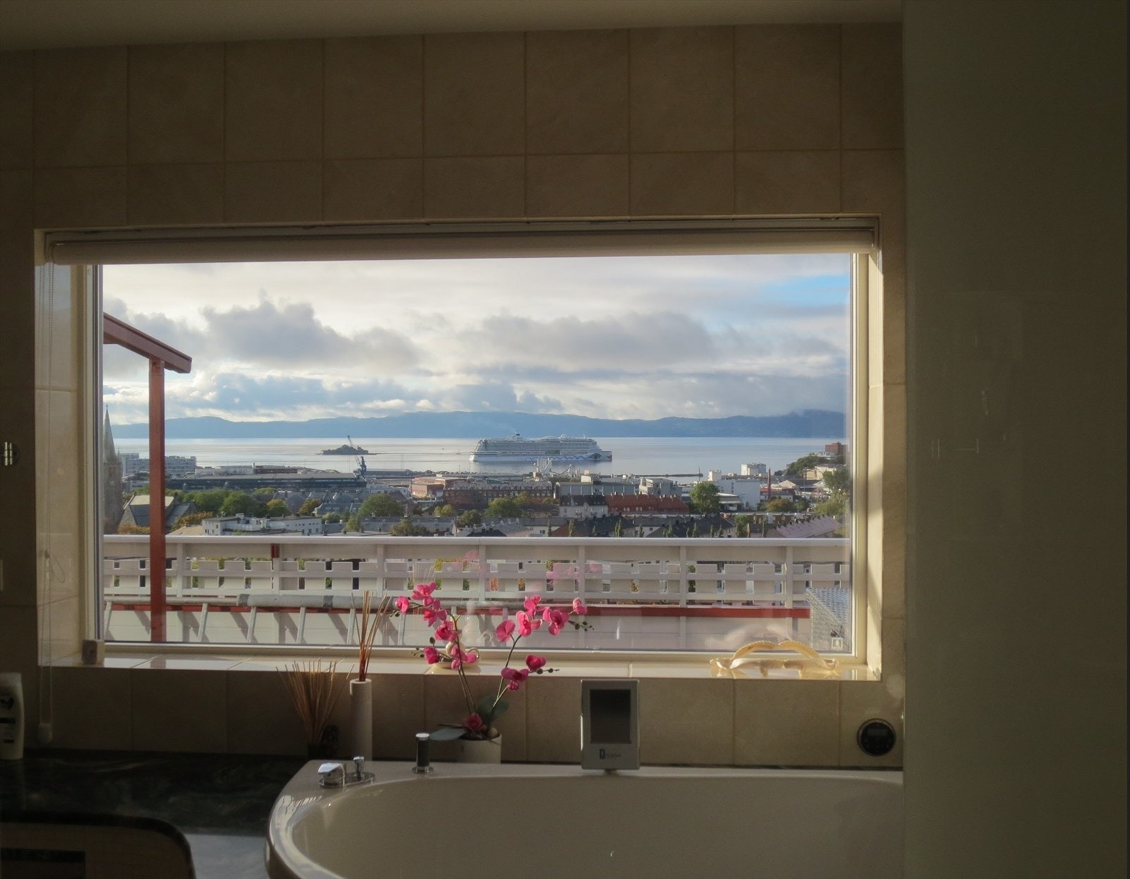 Selgers bilde med utsikt fra baderommet i 1. etasje Galleribilde