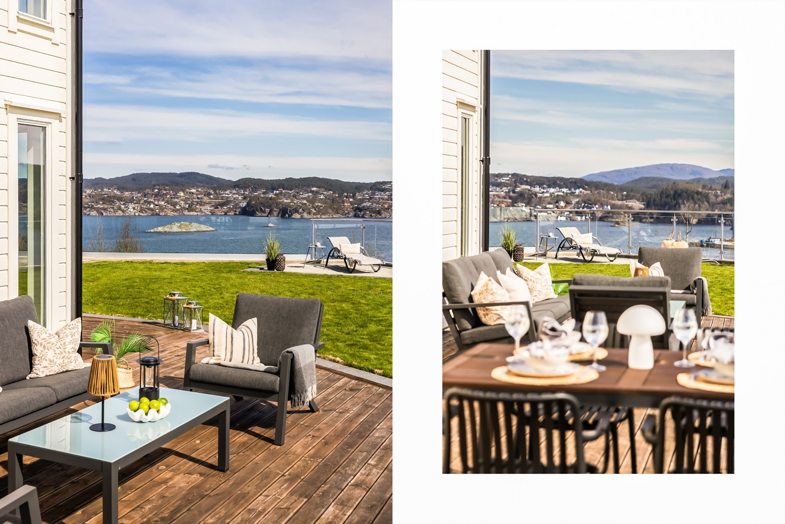 Fra terrassen og hagen kan du nyte en vidstrakt utsikt over sjøen. Galleribilde