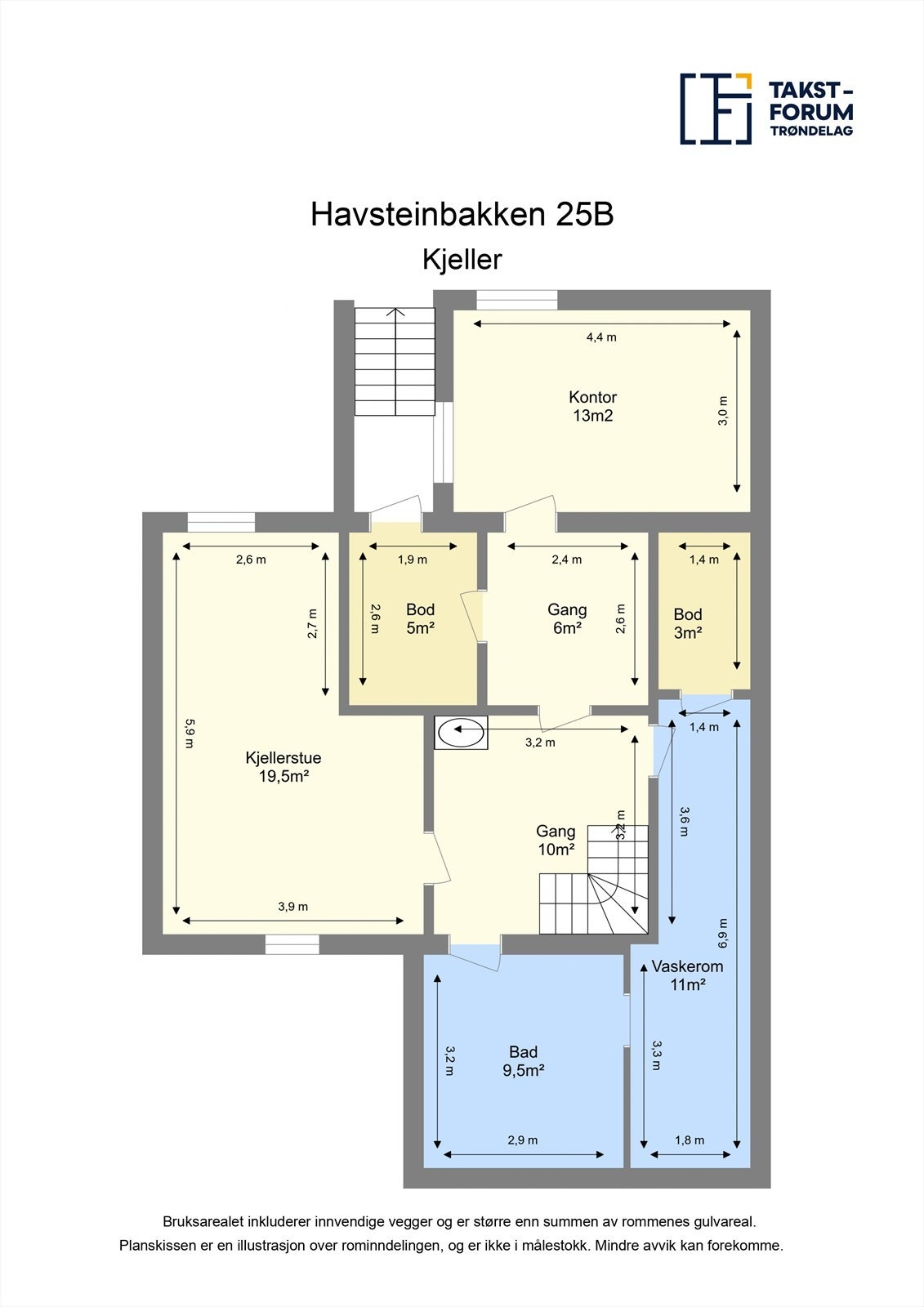 Planskisse kjeller. Galleribilde