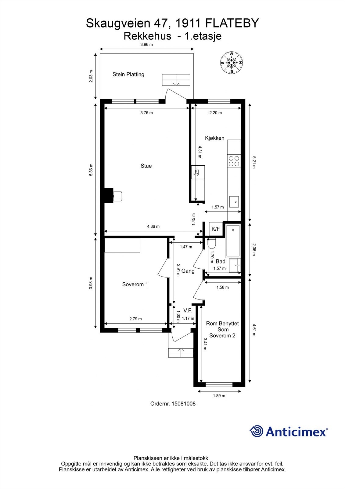 Boligen har et bruksareal på 65 m² og en gjennomtenkt planløsning. I tillegg medfølger en garasjeplass på 17 m² i felles anlegg. Galleribilde
