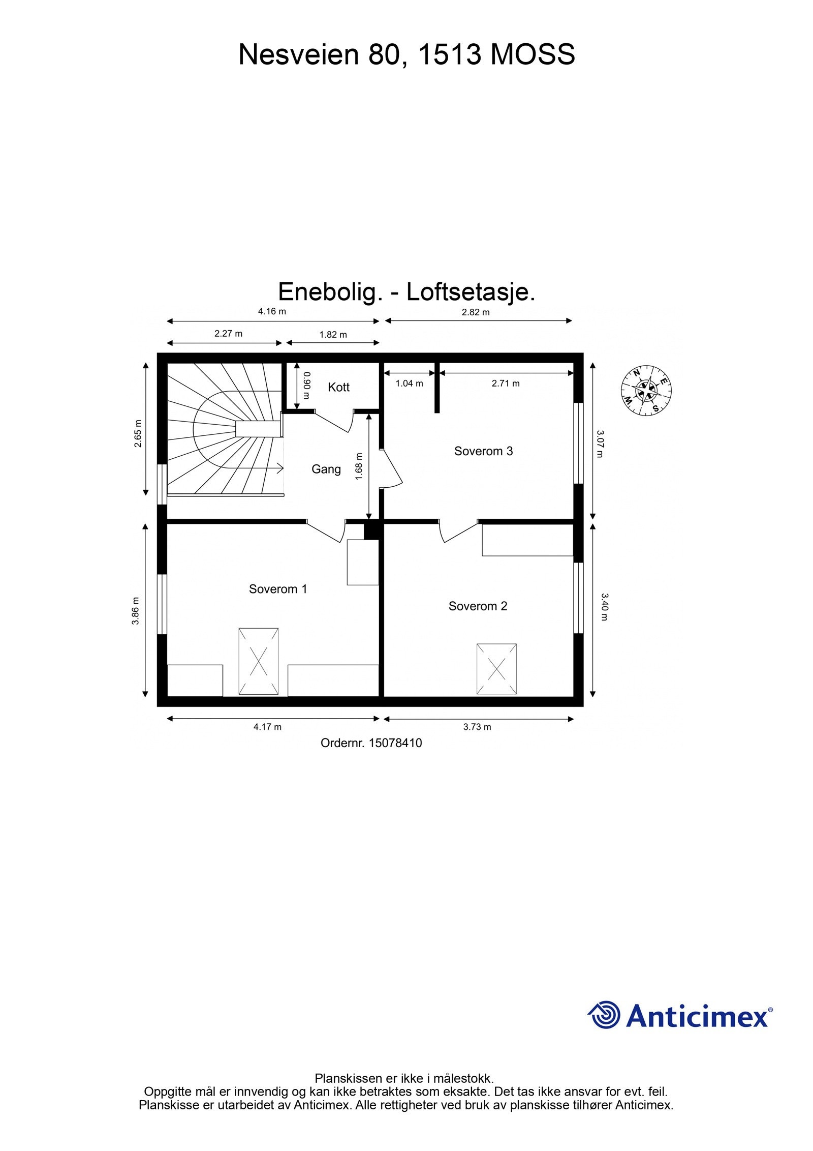Plantegning - Loftsetasje. Galleribilde