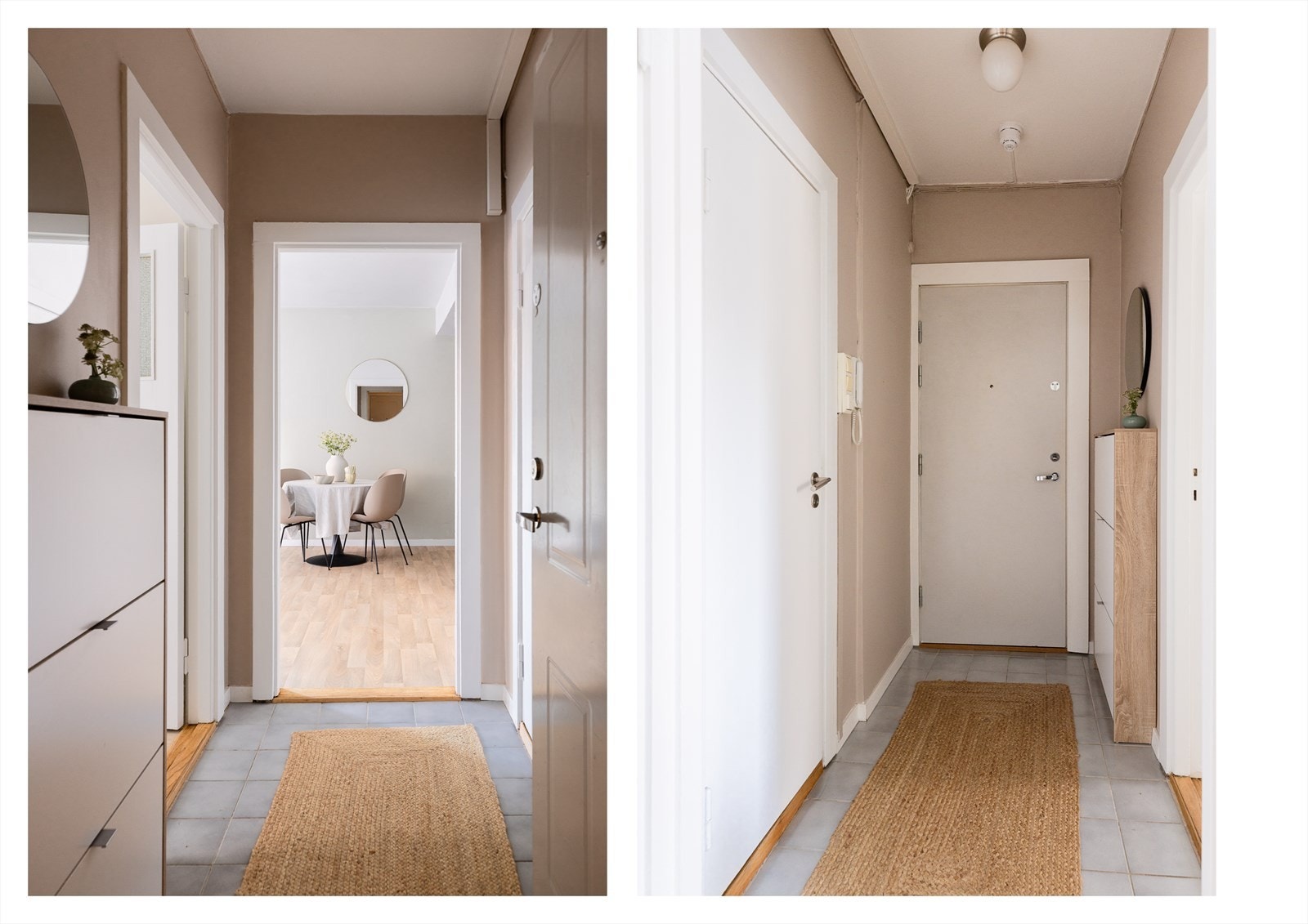 Velkommen inn! Det er god plass til knagger og skohylle for oppbevaring av sko og yttertøy. Galleribilde