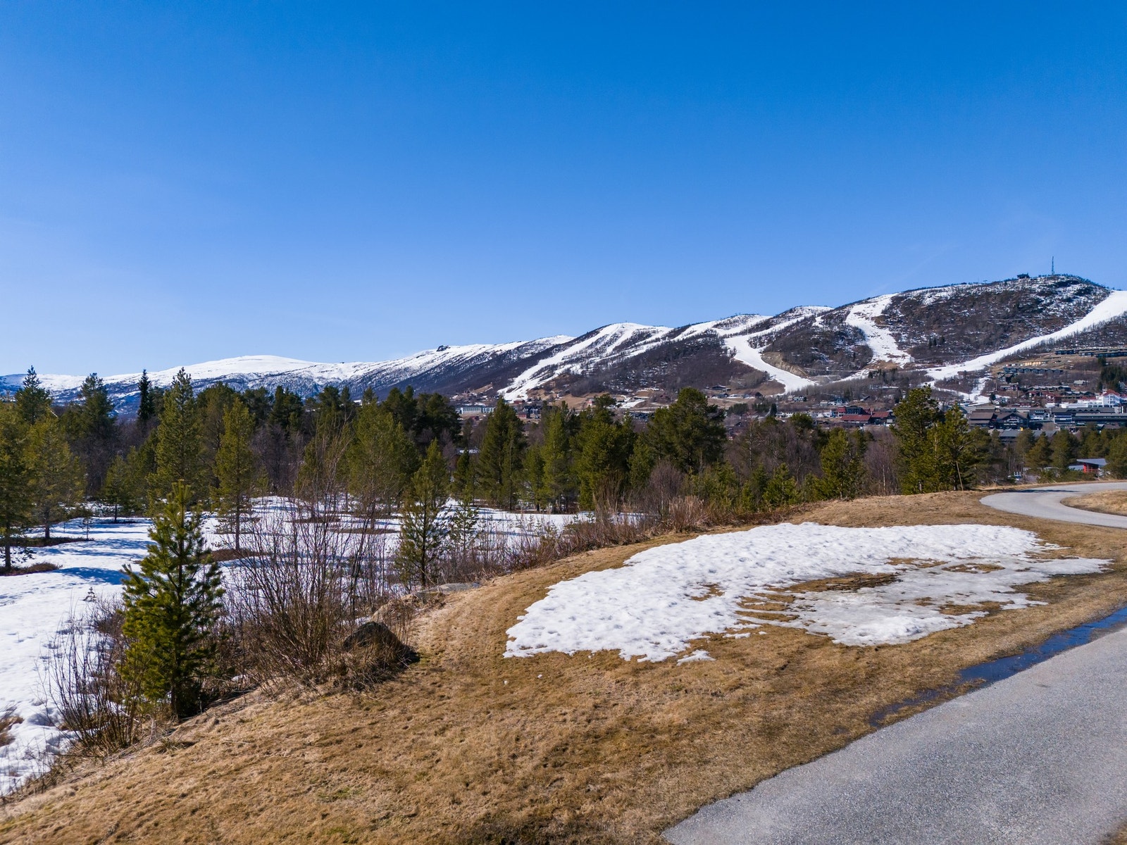 Flott utsikt mot skianlegget i horisonten Galleribilde