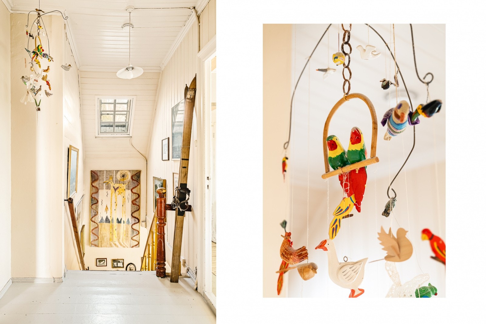 Hallen i andre etasje har en takhøyde på ca. 2,72 meter og forbinder etasjens rom. Galleribilde