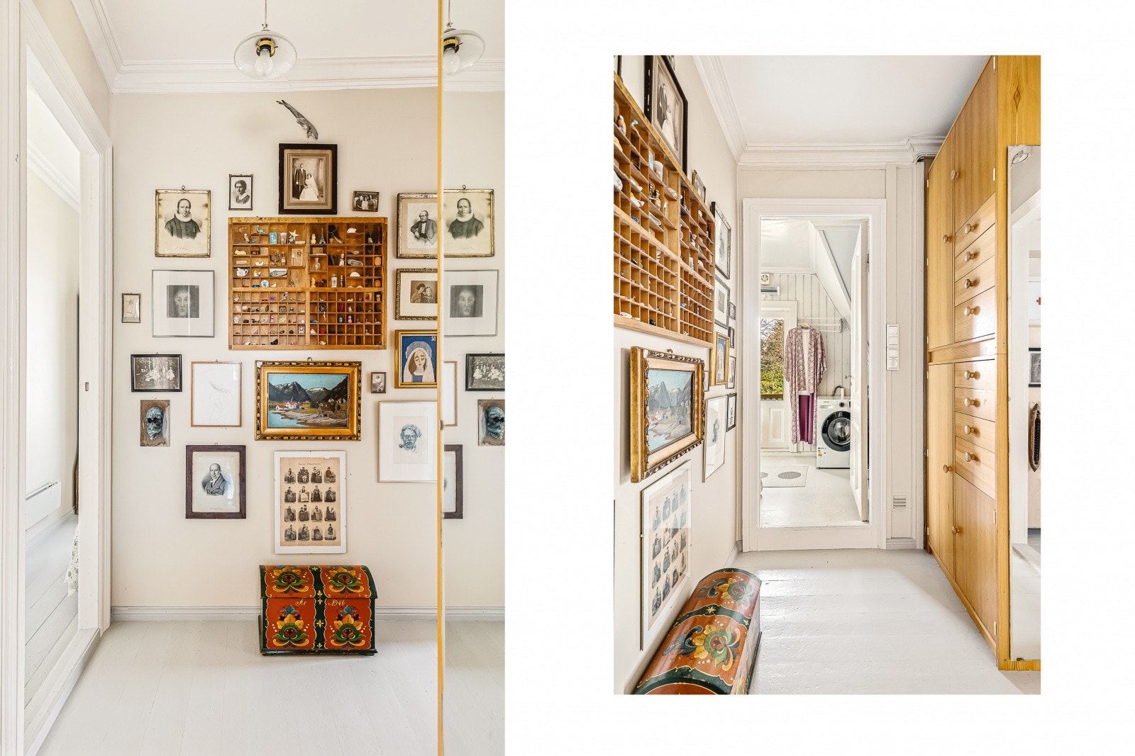 Gangen i andre etasje har god plass til oppbevaring og leder videre inn til badet. Galleribilde