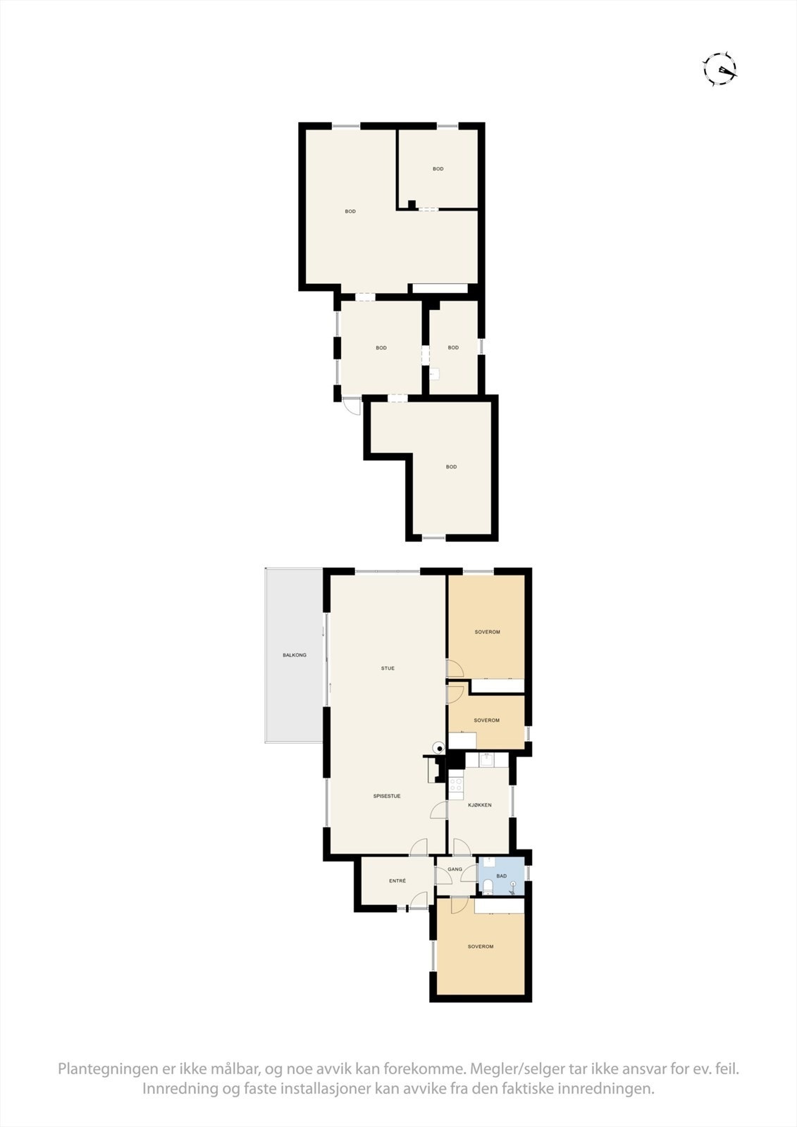 Plantegningen gir en samlet oversikt over boligens 109 m² BRA-i på hovedplan og 43 m² BRA-e i kjelleren. Galleribilde