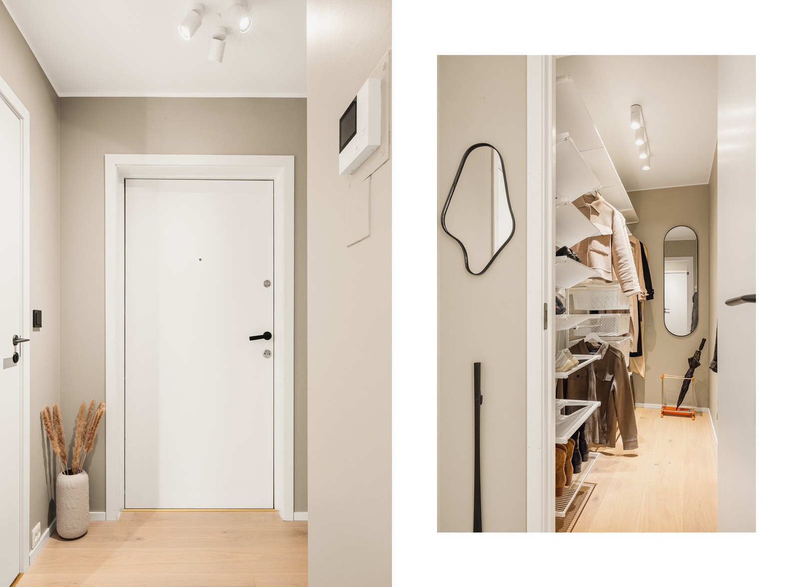 Fra entré er det dirkete adgang til garderobe med god plass til oppbevaring. Galleribilde