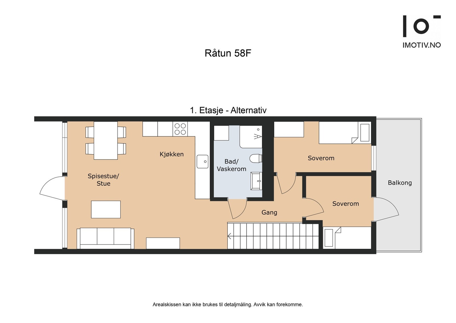 Alternativ plantegning med et 3. soverom slik bygningstegningene viser. Galleribilde