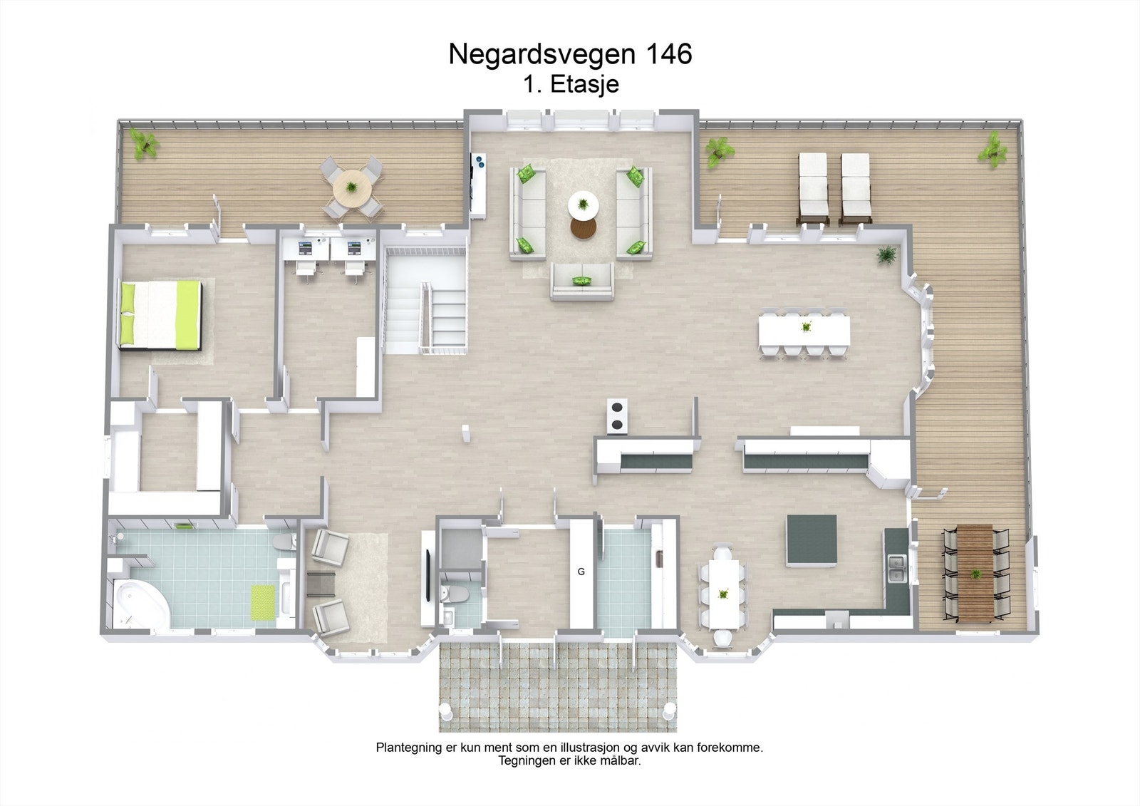 Plantegning er kun ment som en illustrasjon og avvik kan forekomme. Tegningen er ikke målbar. Galleribilde