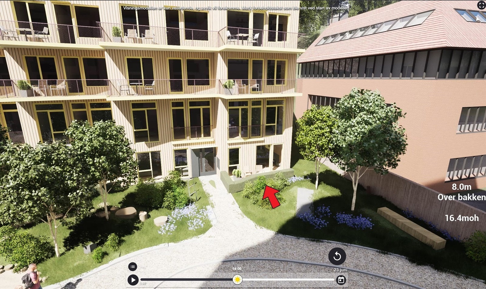 Illustrasjon hentet fra utbyggers simulator. Leiligheten ligger fordelaktig til på byggets hjørne. Avvik kan forekomme. Galleribilde