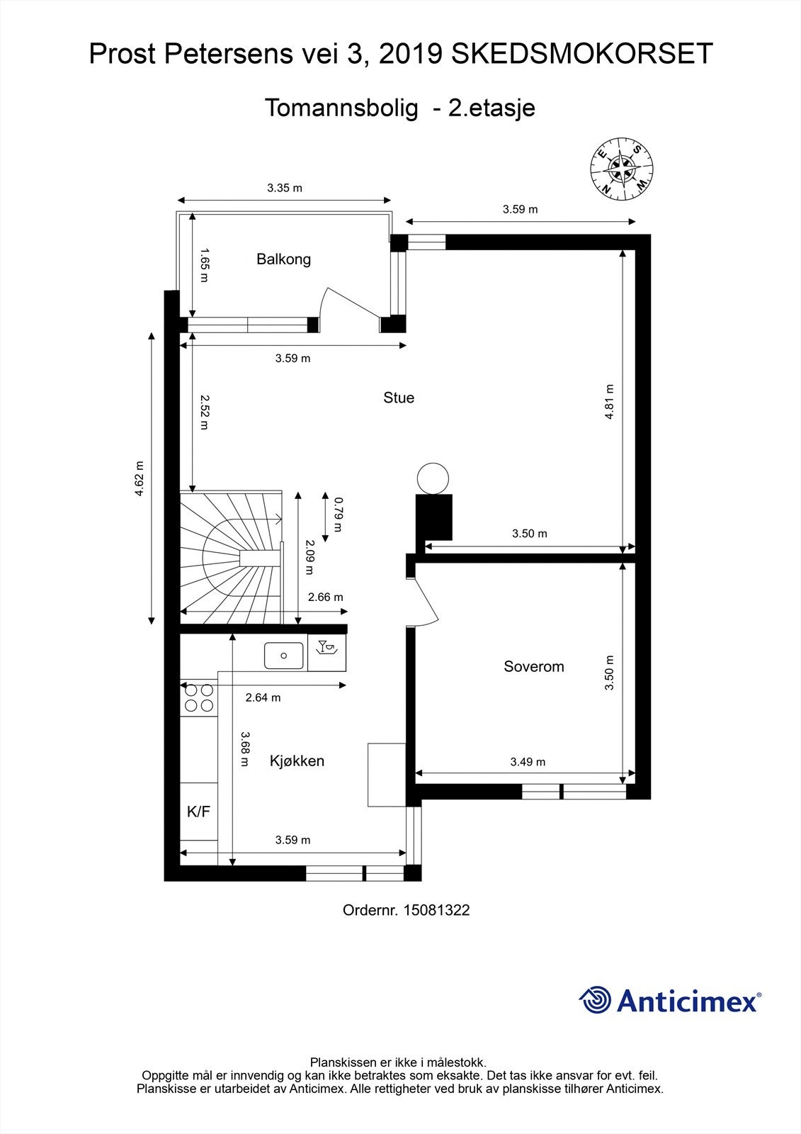 Målsatt plantegning 2.etasje Galleribilde