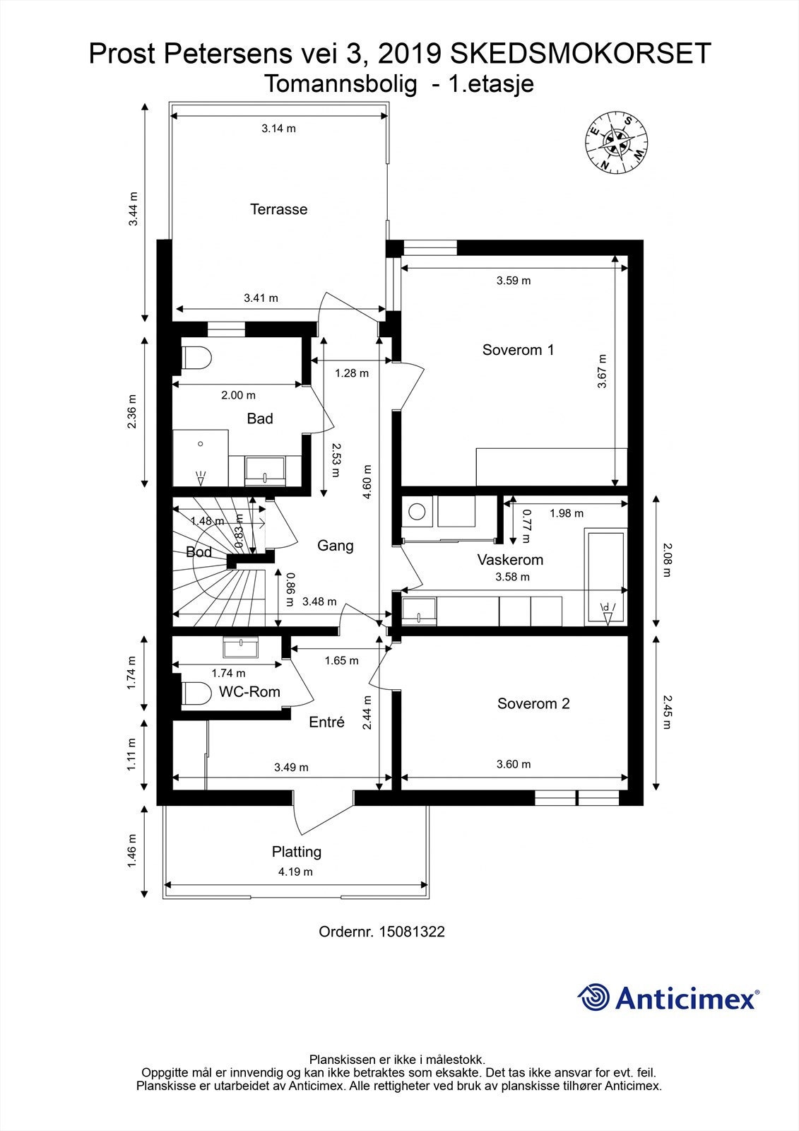 Målsatt plantegning 1.etasje Galleribilde