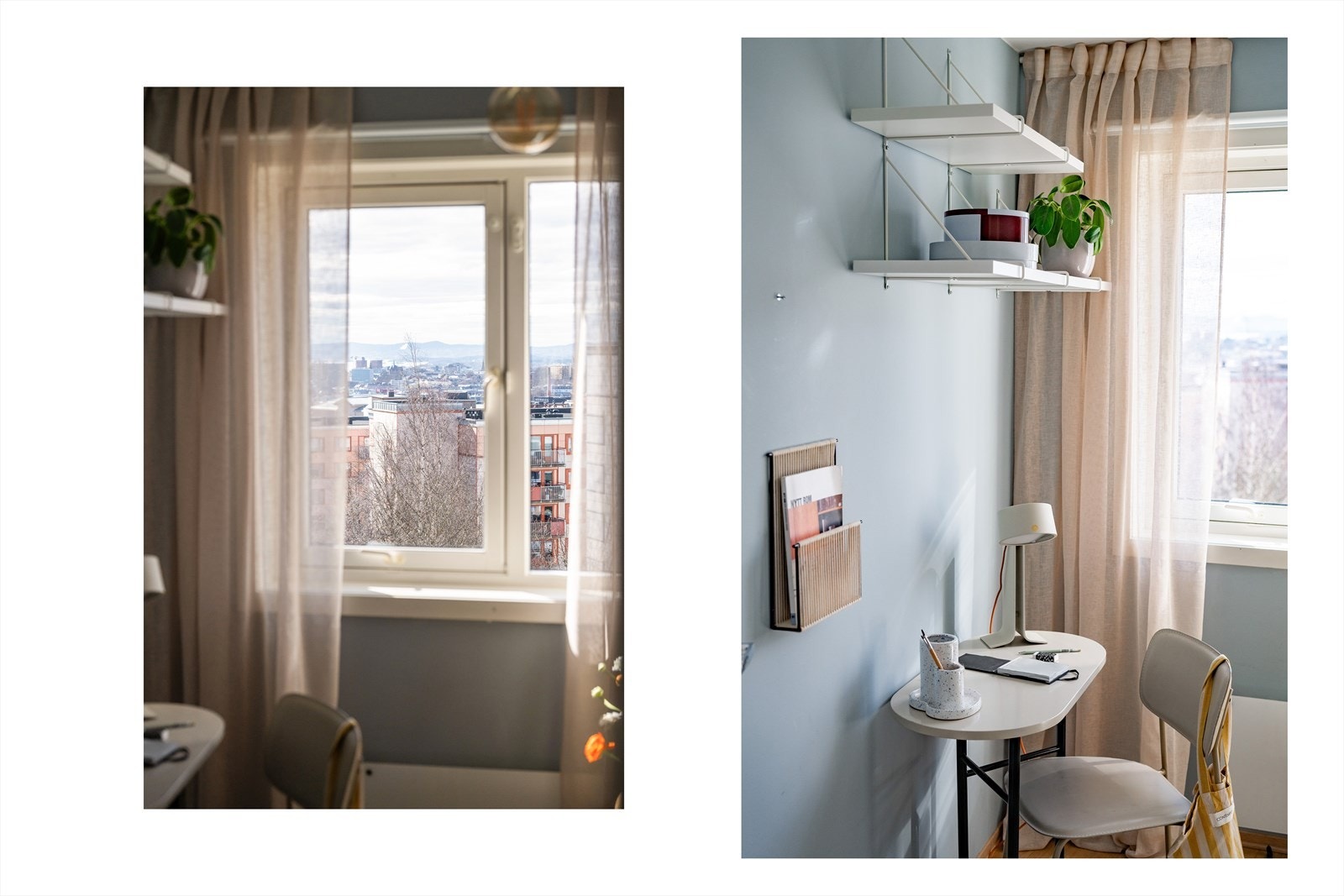 God plass til seng, nattbord, kontorpult og garderobeskap / kommode. Galleribilde