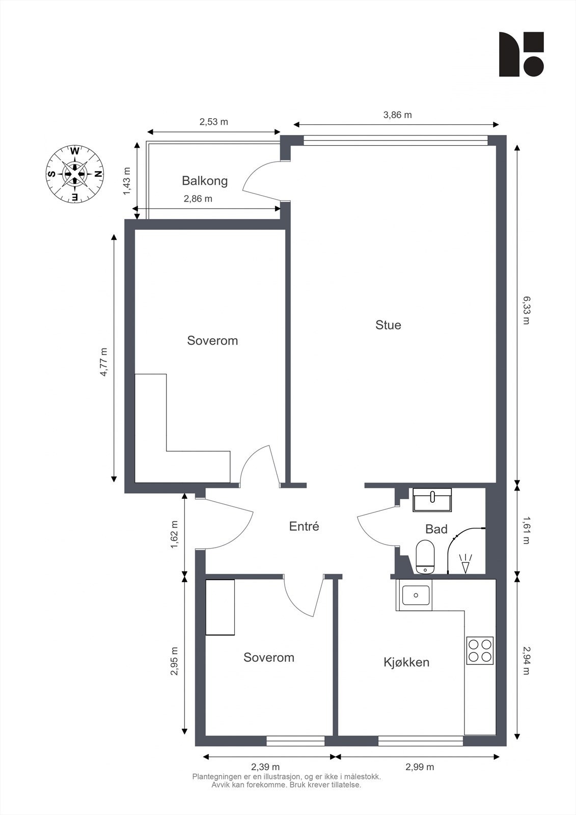 Plantegning med mål Galleribilde