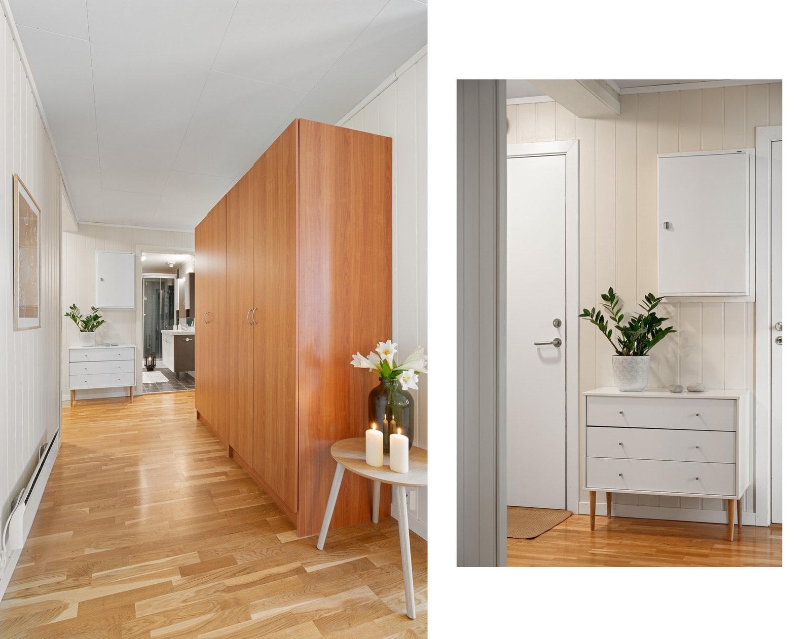 Romslig gang med god plass til garderobeskap, kommode eller andre løsninger Galleribilde