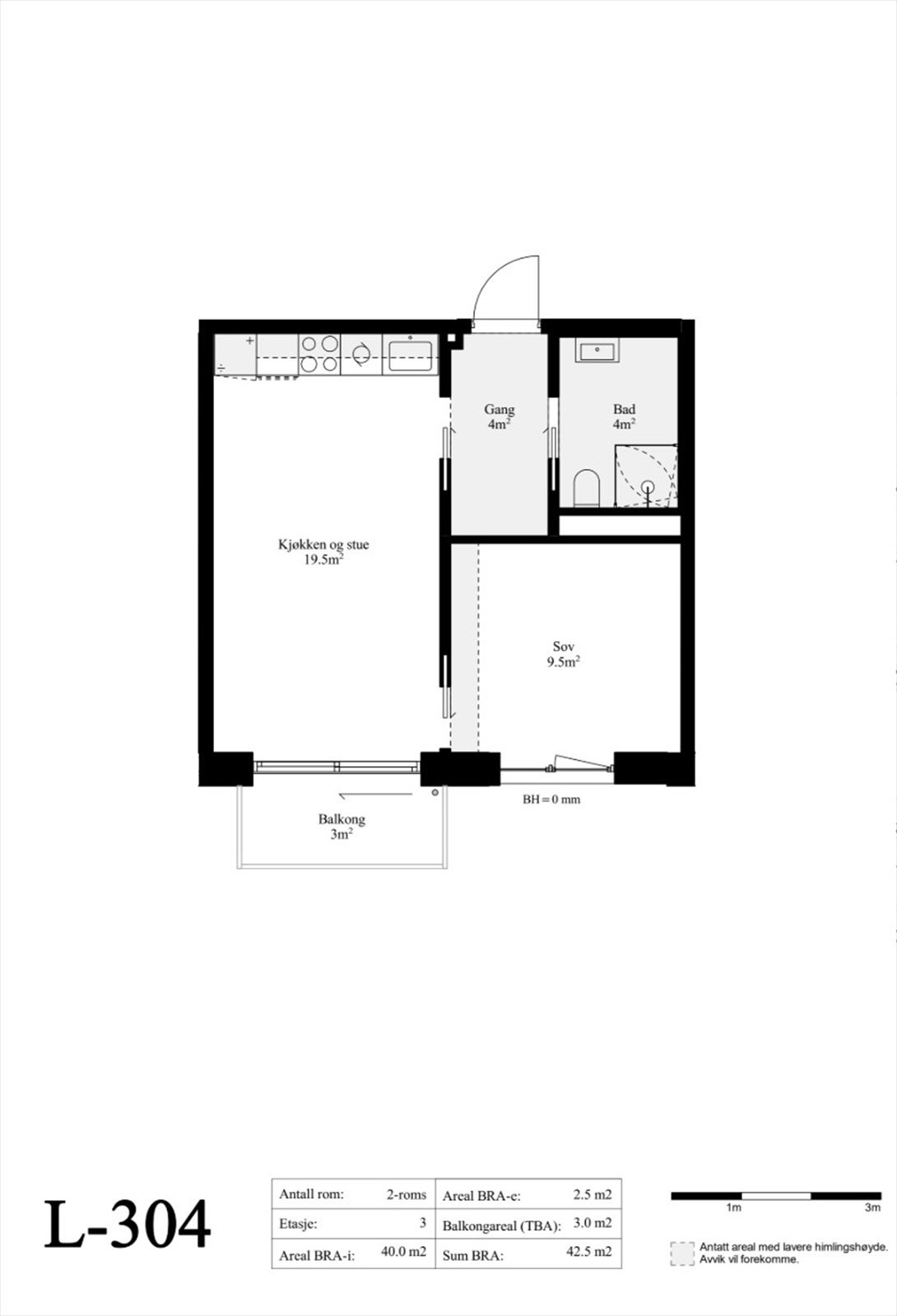 Plantegning fra utbygger. Det medfølger en kjellerbod på ca. 2,5 m². Galleribilde