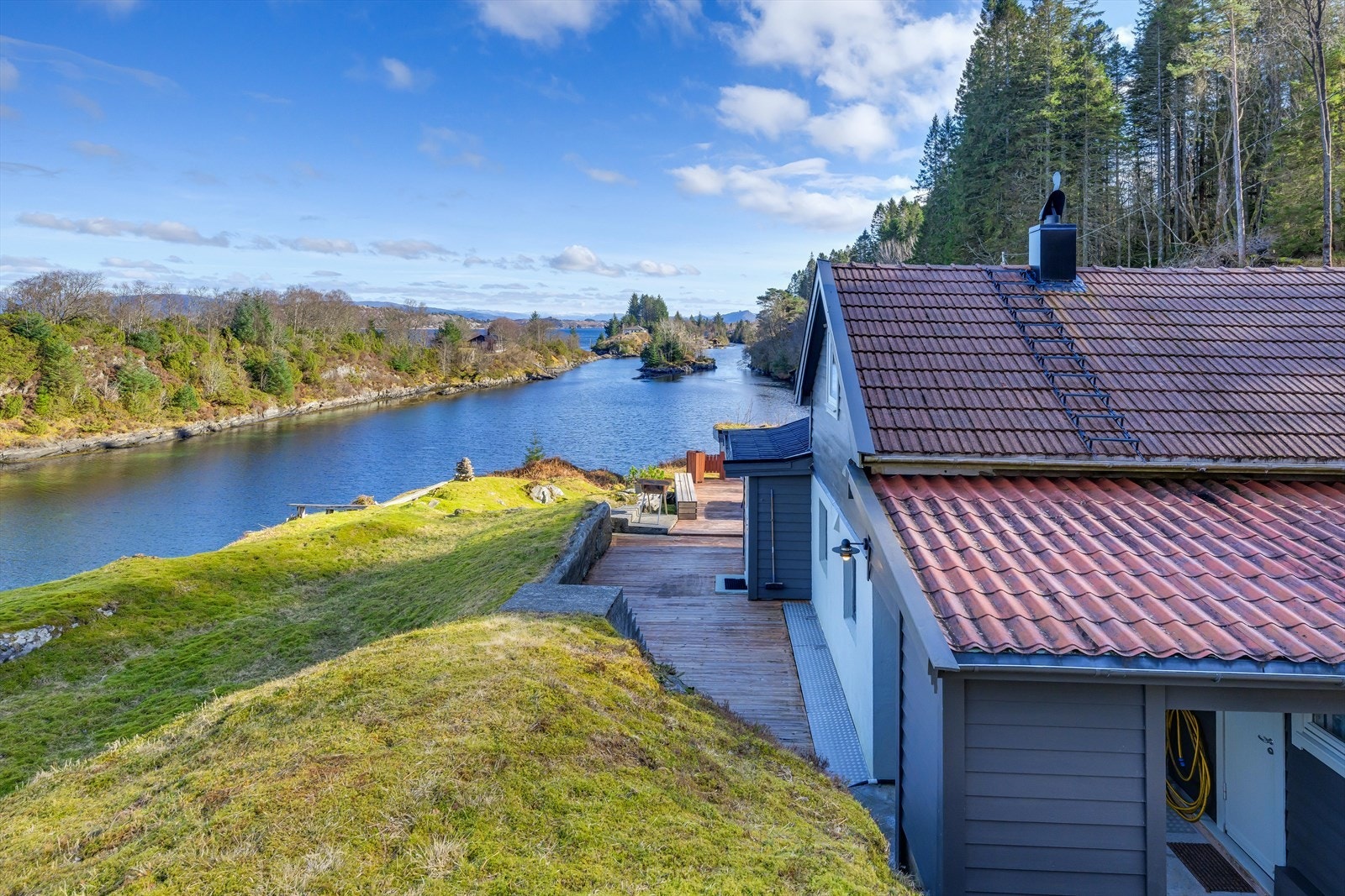 Hytten har nå innlagt strøm, vann fra egen brønn og avløp til terreng/sjø. Det er lagt varmekabel i vannledning som gjør at hytten kan også brukes på vintertid. Galleribilde