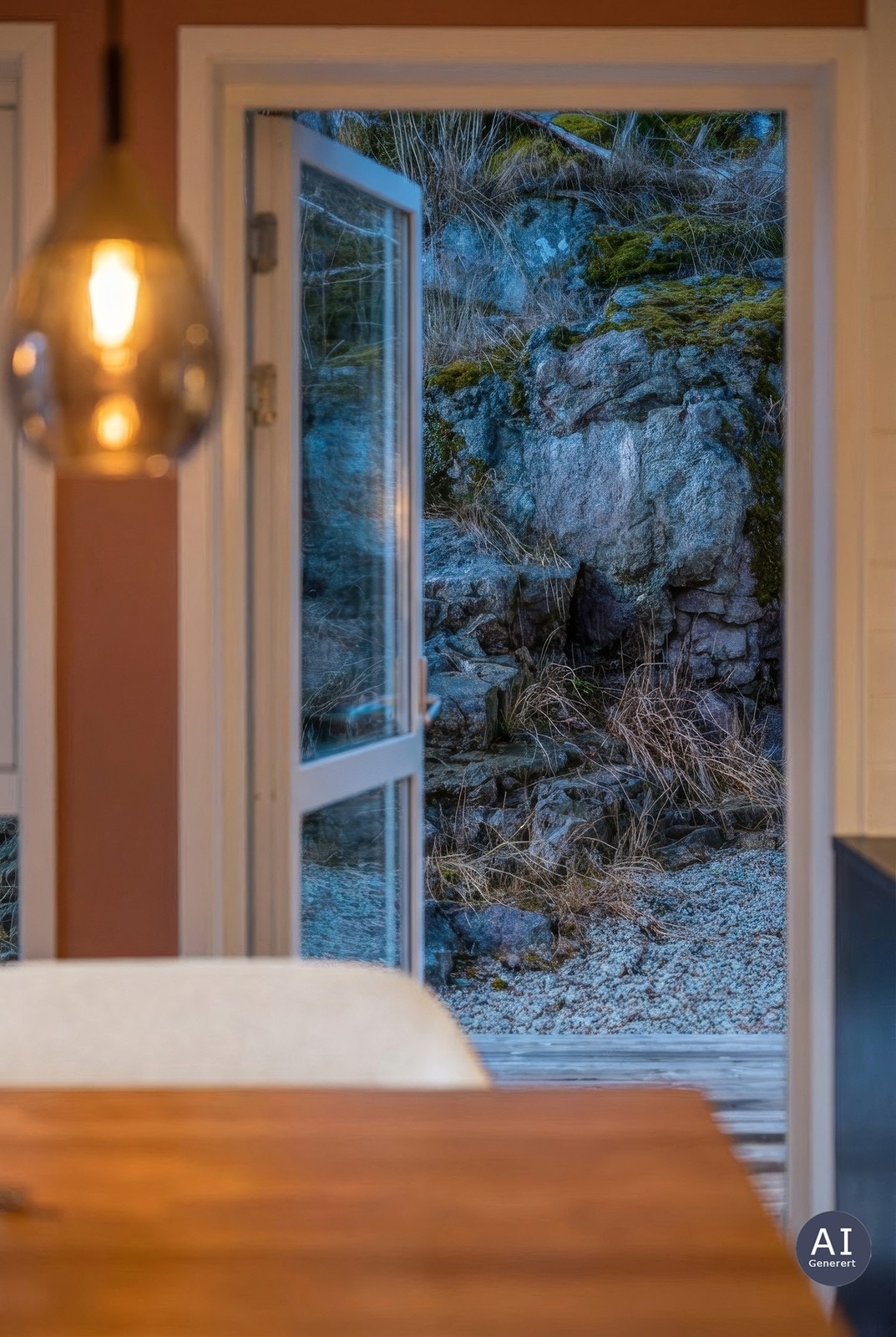 Fra kjøkkenet er det direkte utgang til en usjenert terrasse på 16 m² på baksiden. Galleribilde