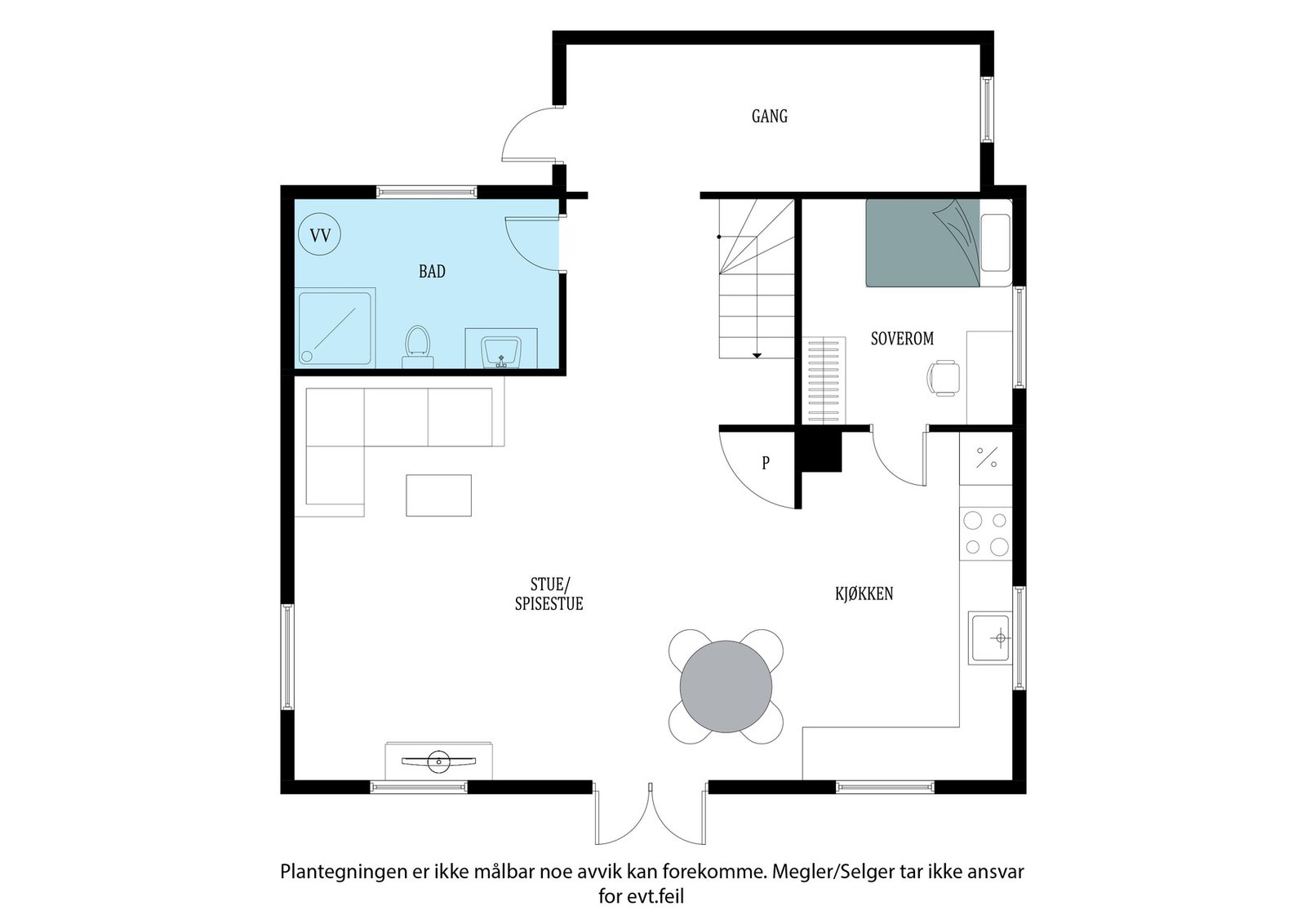 Plantegning hovedetasje. Galleribilde