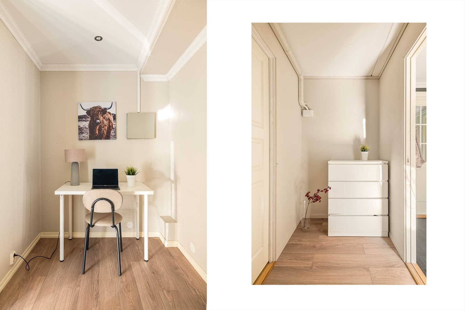 Den ene boden måler ca. 5,2 m² og passer perfekt som et hjemmekontor! Galleribilde