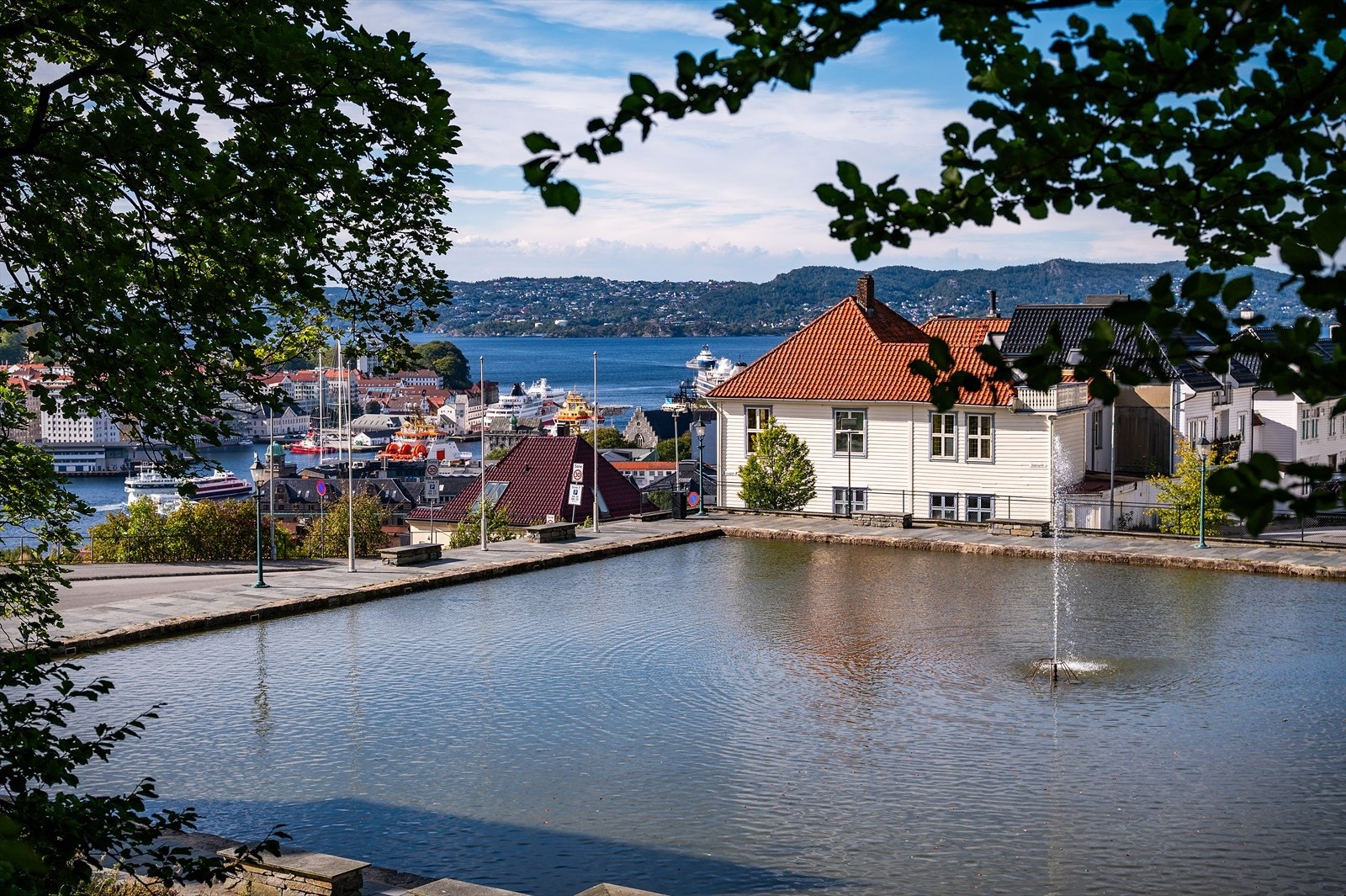 - Skansedammen skaper et byrom og møteplass ikke langt unna boligen, perfekt for solrike sommerdager - Galleribilde