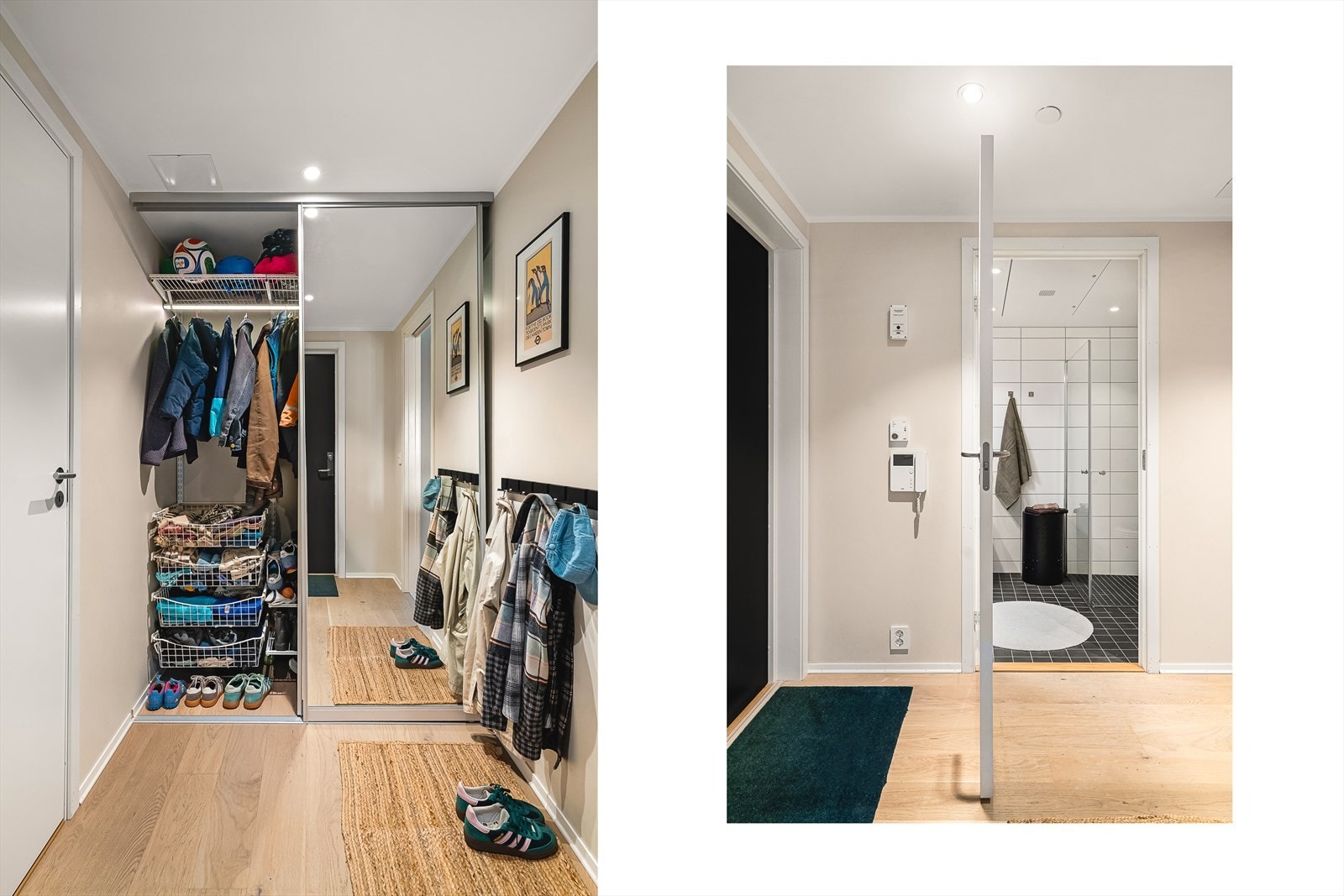 Du blir ønsket velkommen inn i en praktisk innredet entré (4,5 m²). Fin skyvedørsgarderobe gir rikelig lagringsplass. Galleribilde