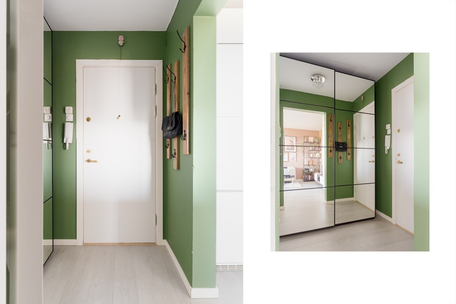 Velkommen inn! Entré utstyrt med praktisk skyvedørsgarderobe med speilfronter. Galleribilde