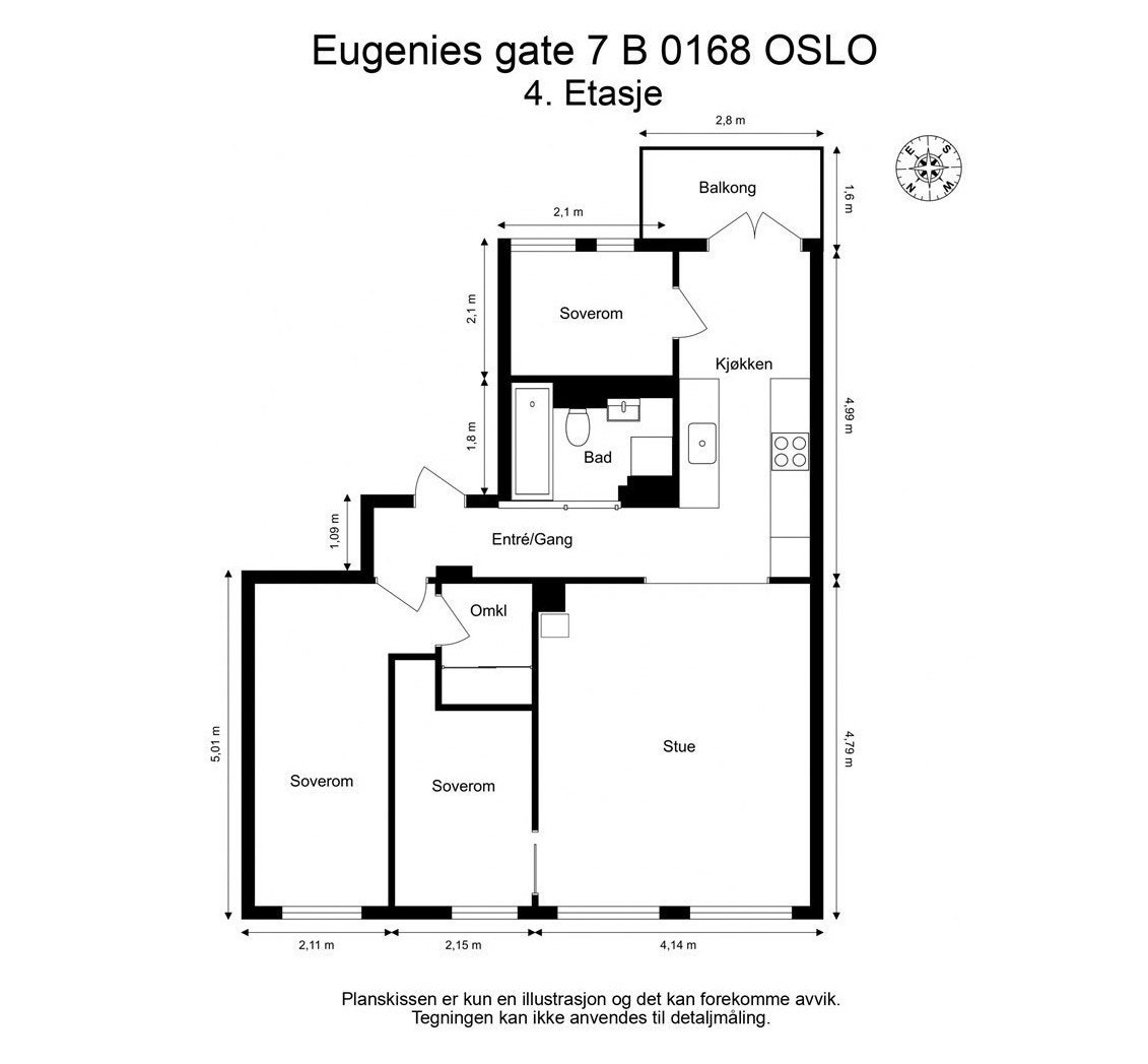Planskisse Eugenies gate 7 B Galleribilde