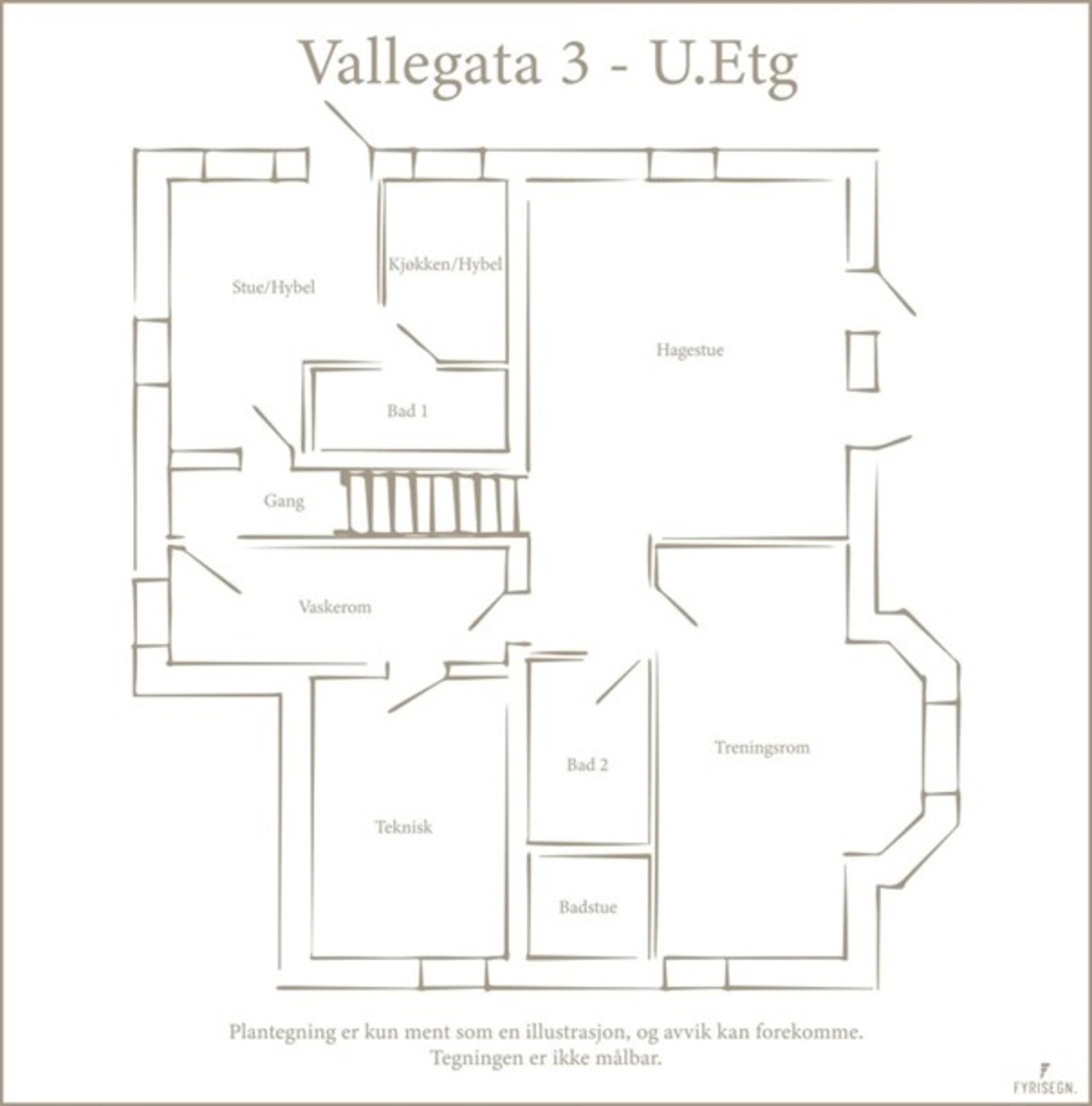 Plantegning underetasje. Galleribilde