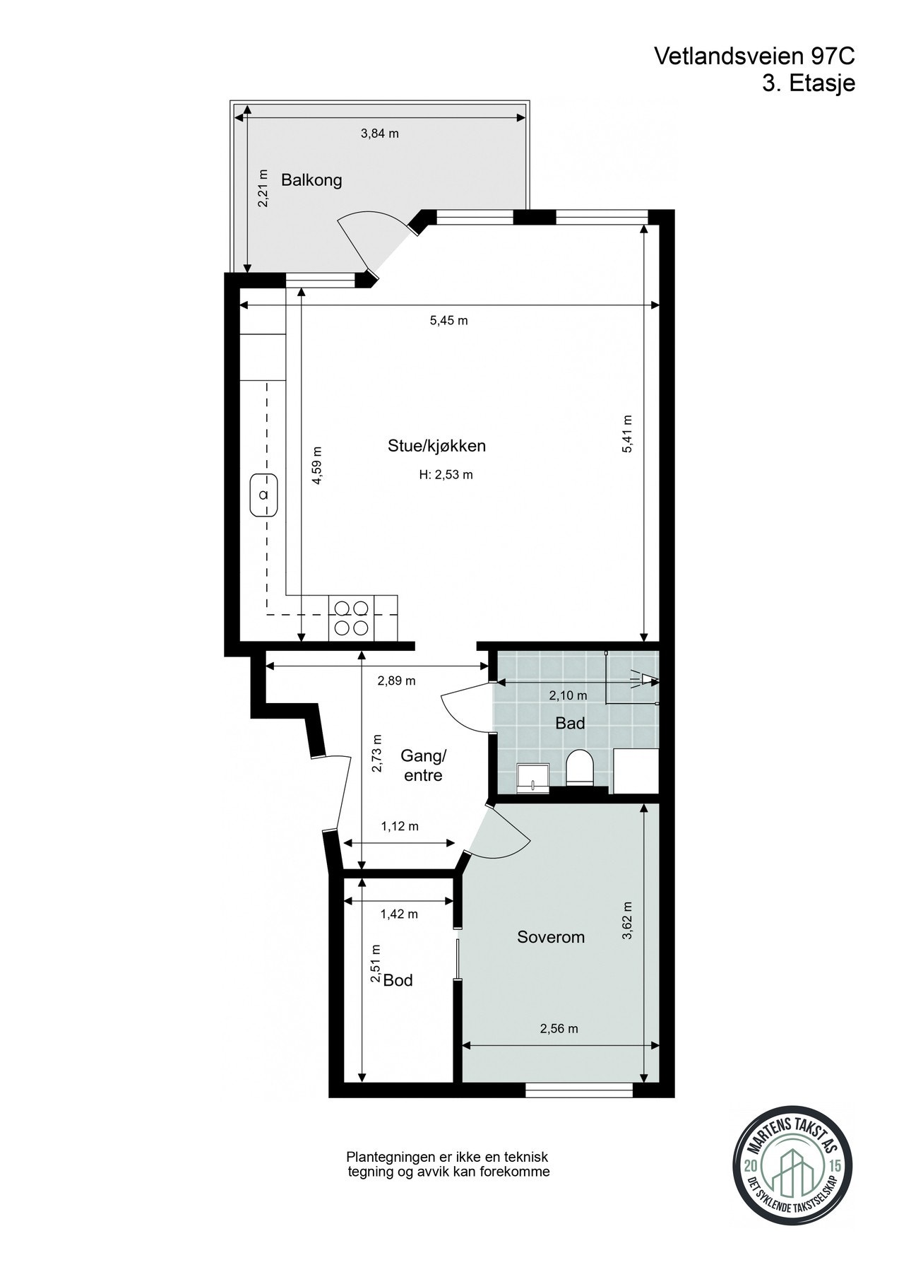 Leiligheten er på totalt 51 kvadratmeter Galleribilde