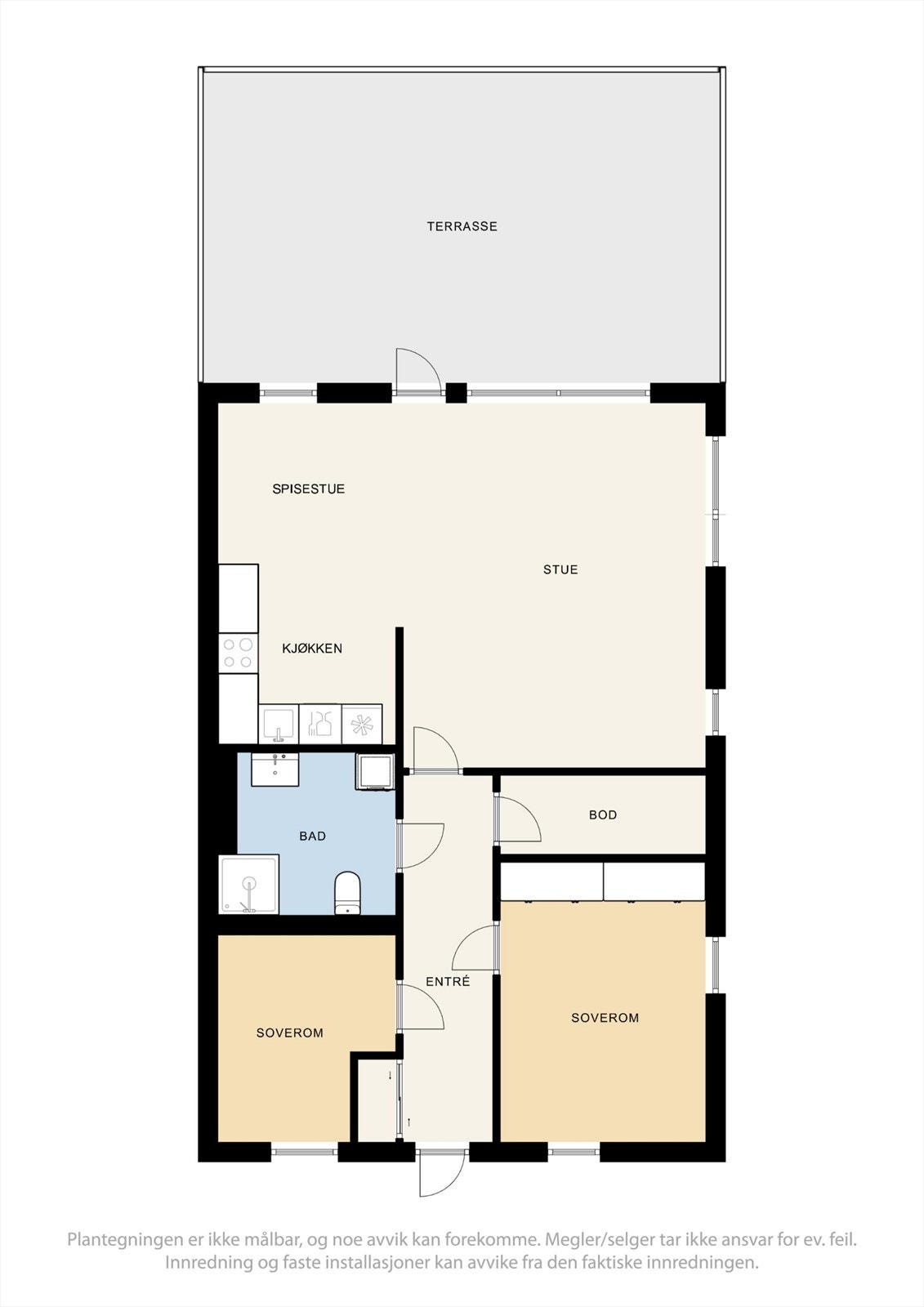 Planløsning fordelt på et internt bruksareal på 81 m². Galleribilde