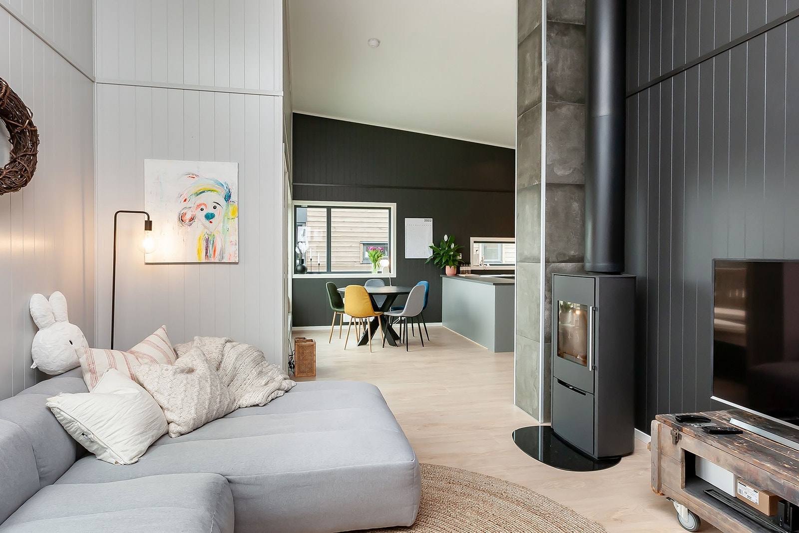 Stue med peis Galleribilde