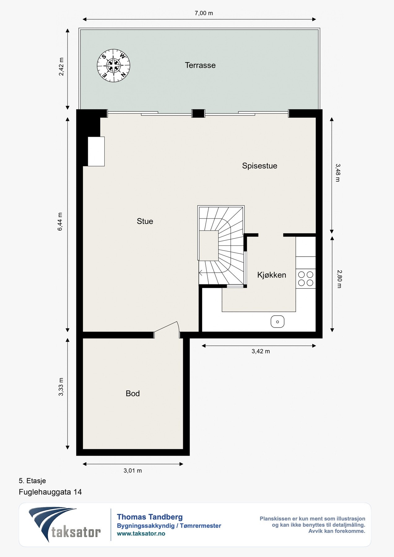 Plantegning 5. etasje (toppetasjen). Galleribilde