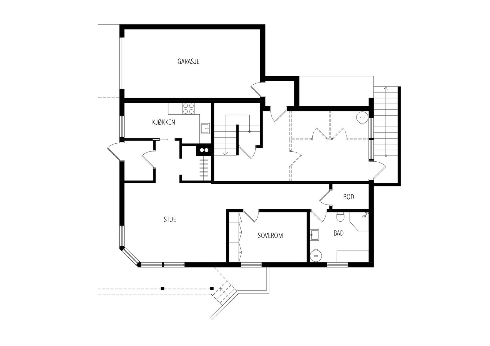 Plantegning u. etg. Galleribilde