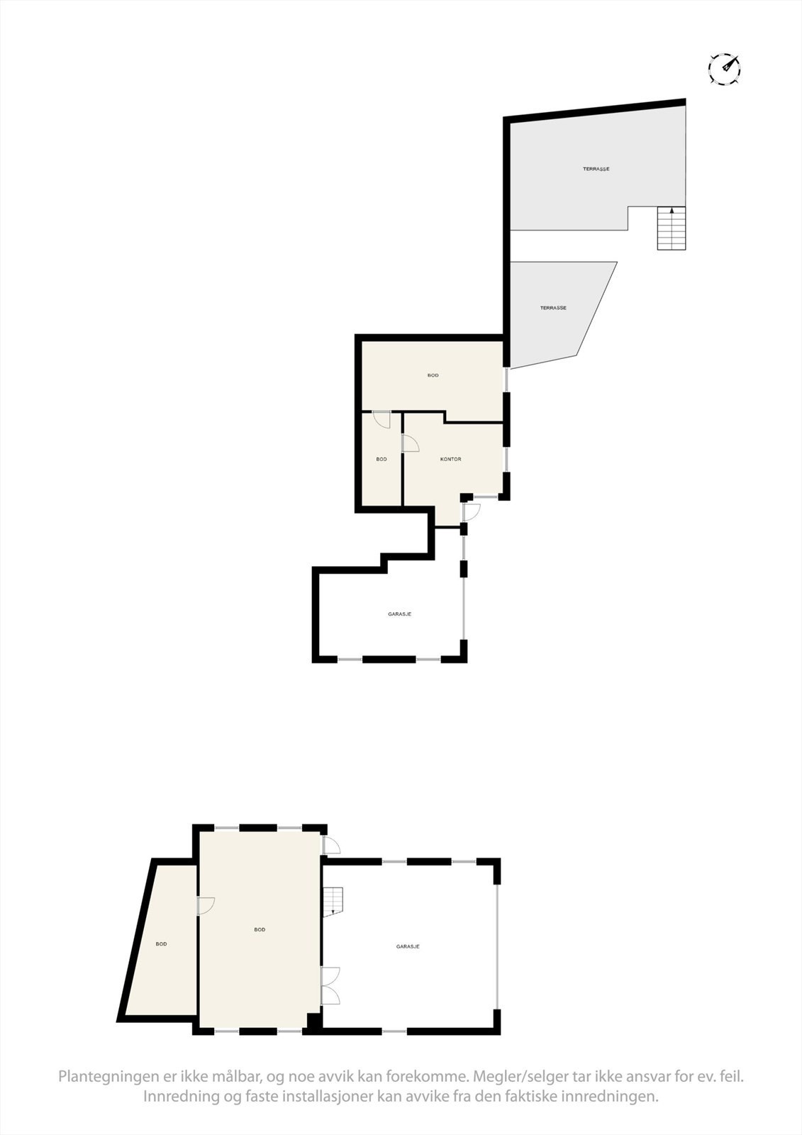 Plantegning 1. etasje uthus og garasjebygg. Galleribilde