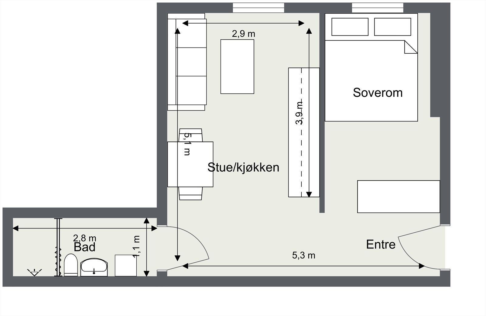 Plantegning er utbedret av takstmann. Galleribilde
