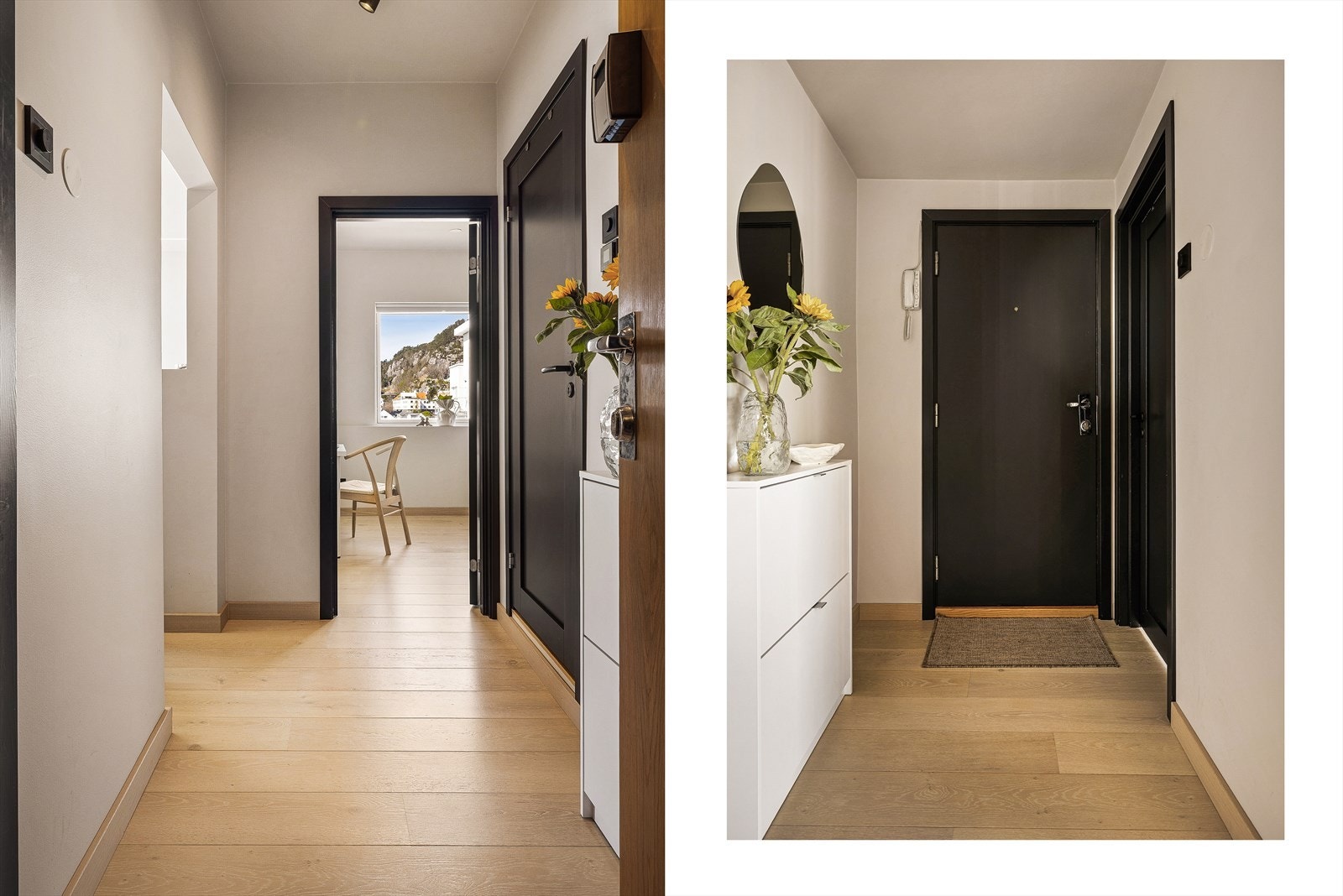 Ta heisen til 7. etg og tre inn i leiligheten. Boligen er på 50m² og inneholder entré, 2 soverom, baderom, og stue/kjøkken løsning. Galleribilde