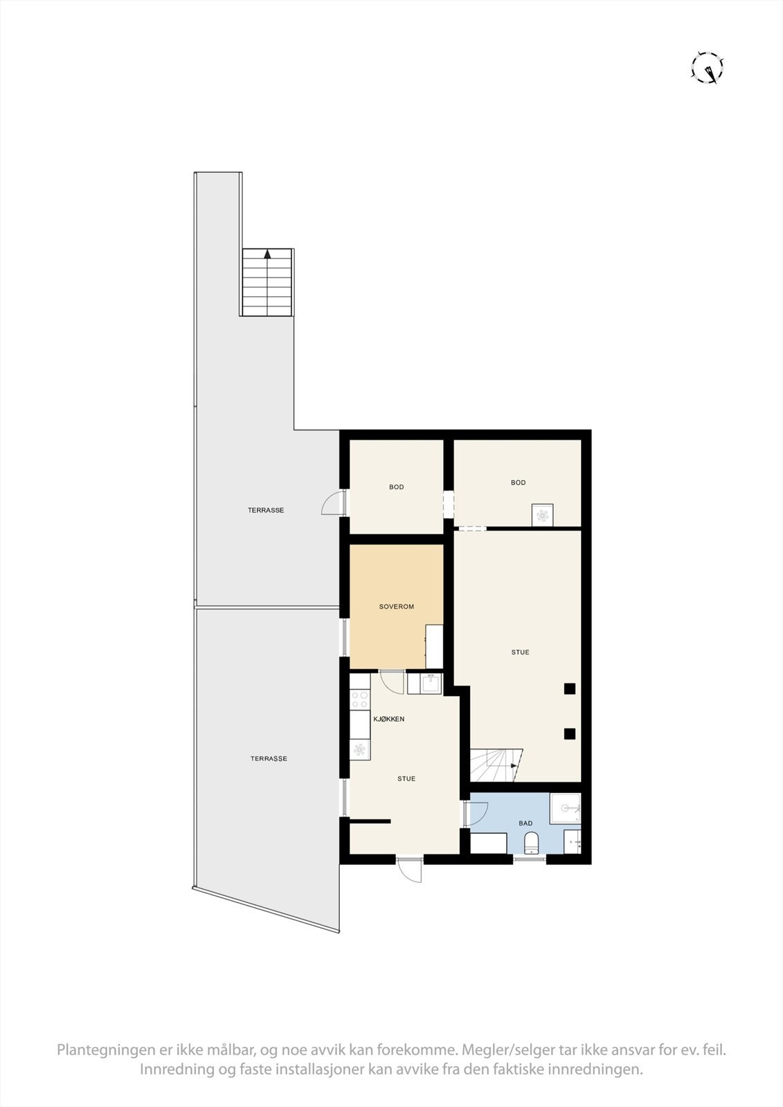 Underetasjen er innredet med kjellerstue og bad/vaskerom i hoveddelen, samt en komplett sokkelleilighet. Galleribilde