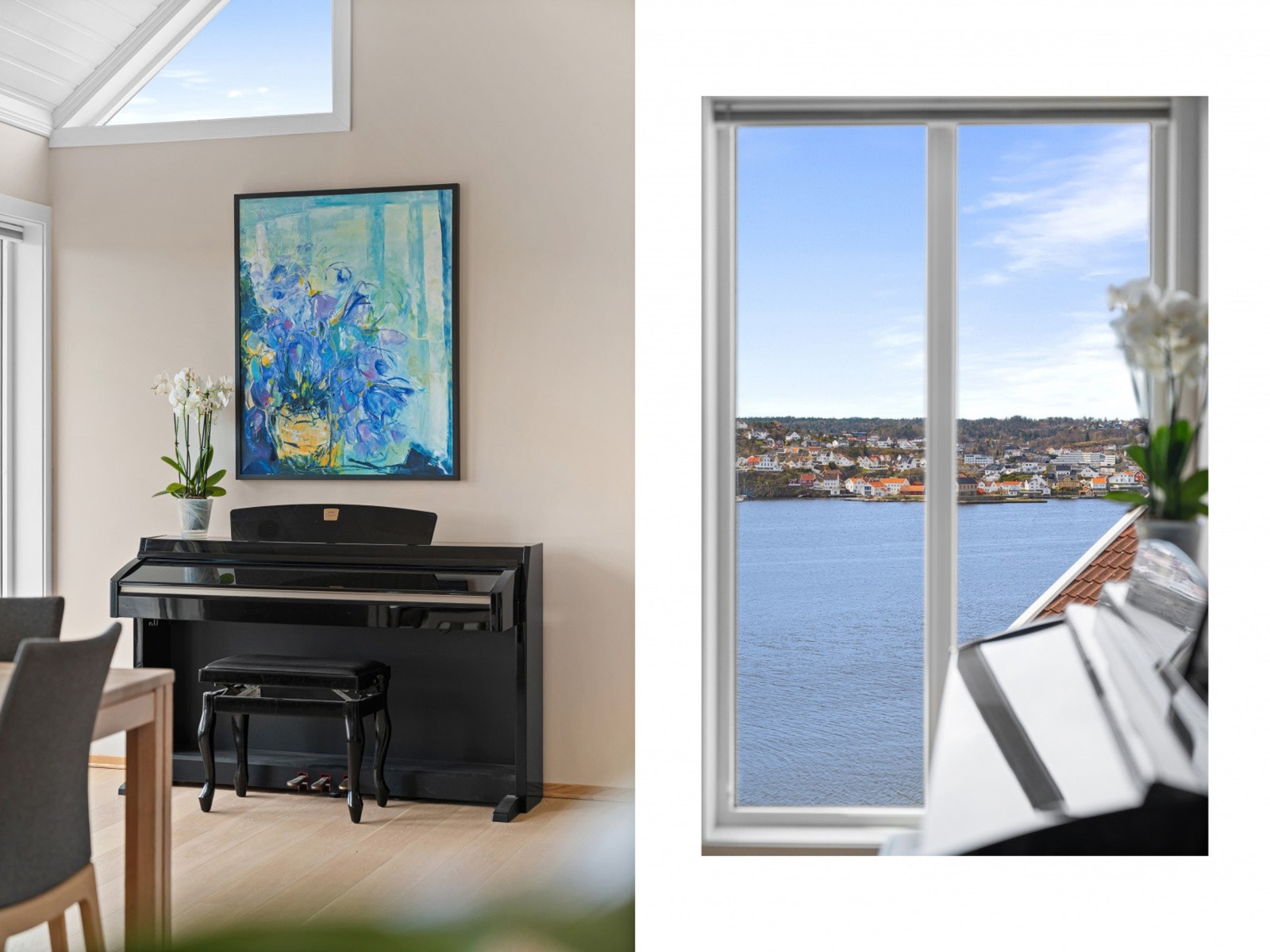Rommet har en behagelig og rolig atmosfære, med god plass til både avslapning og aktiviteter. Kombinasjonen av lys, utsikt og gjennomtenkte løsninger gir en bolig som oppleves både moderne og hjemmekoselig. Galleribilde