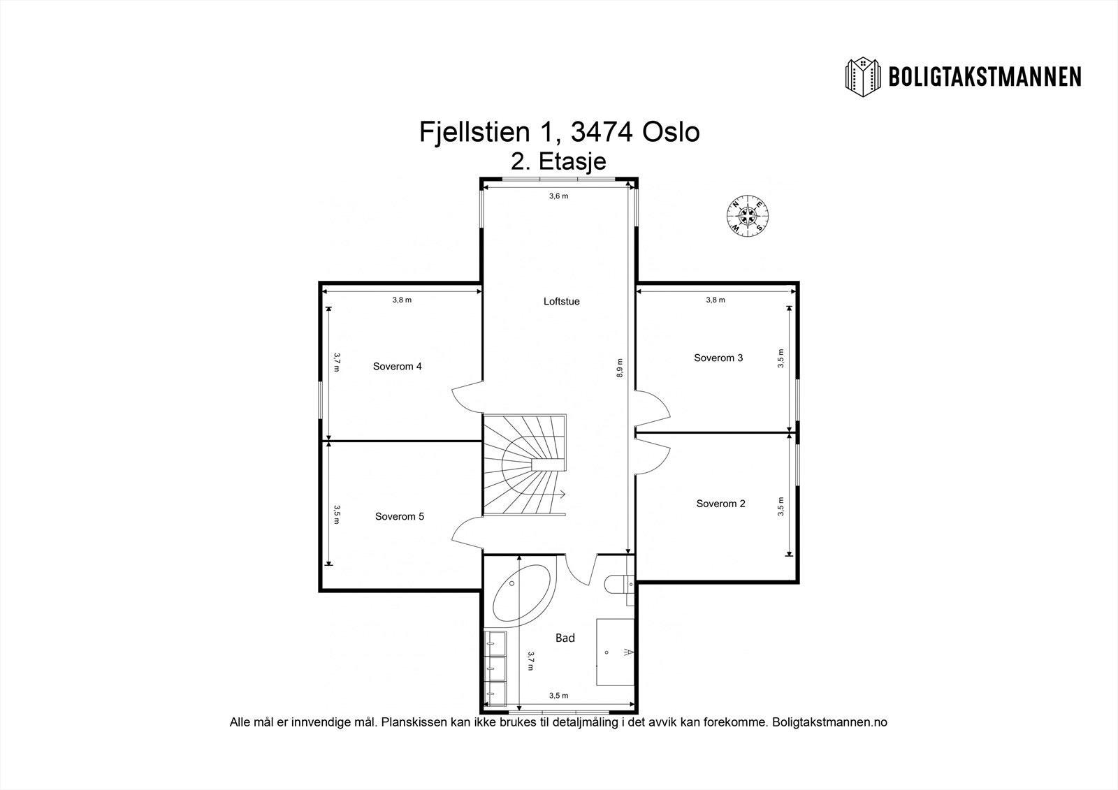 2. etasje, BRA-I 82 m². Gang, loftstue, 4 soverom og baderom. Galleribilde