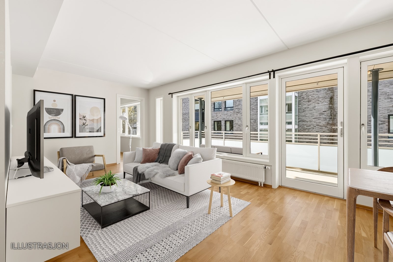 En moderne 2-roms med heis, garasje, stor, overbygget balkong. Galleribilde