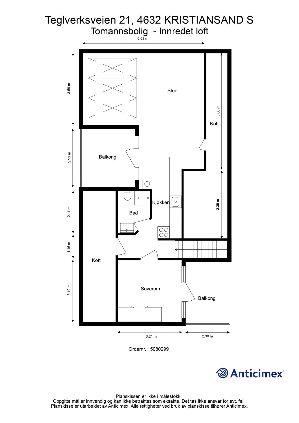 Plantegning-Tomannsbolig - Innredet loft Galleribilde