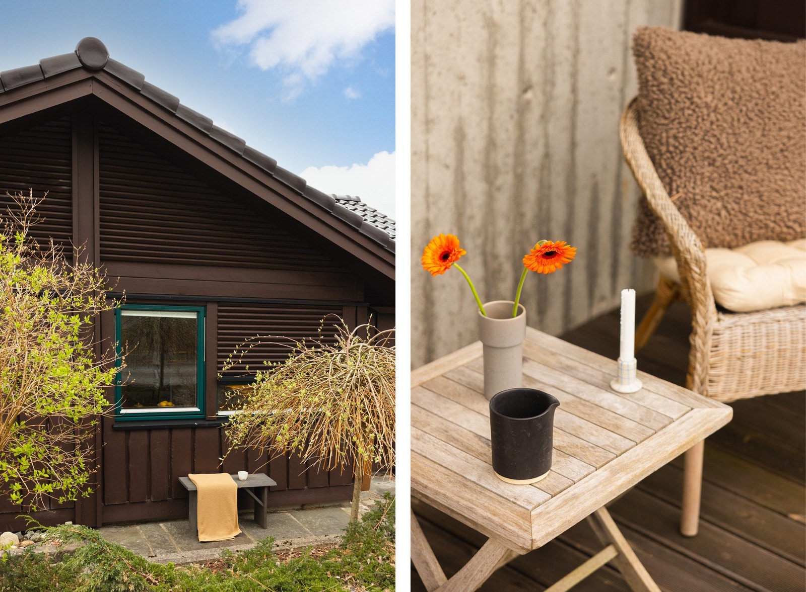 Tomten er fint opparbeidet med grøntområde, beplantning og uteplasser. Galleribilde
