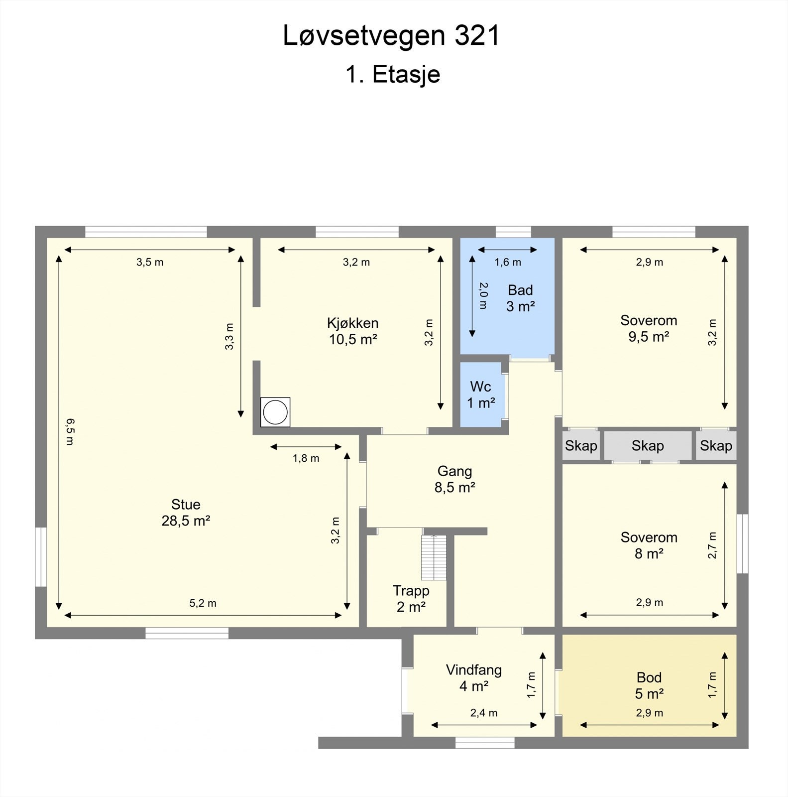 Planskisse 1. etasje. Galleribilde