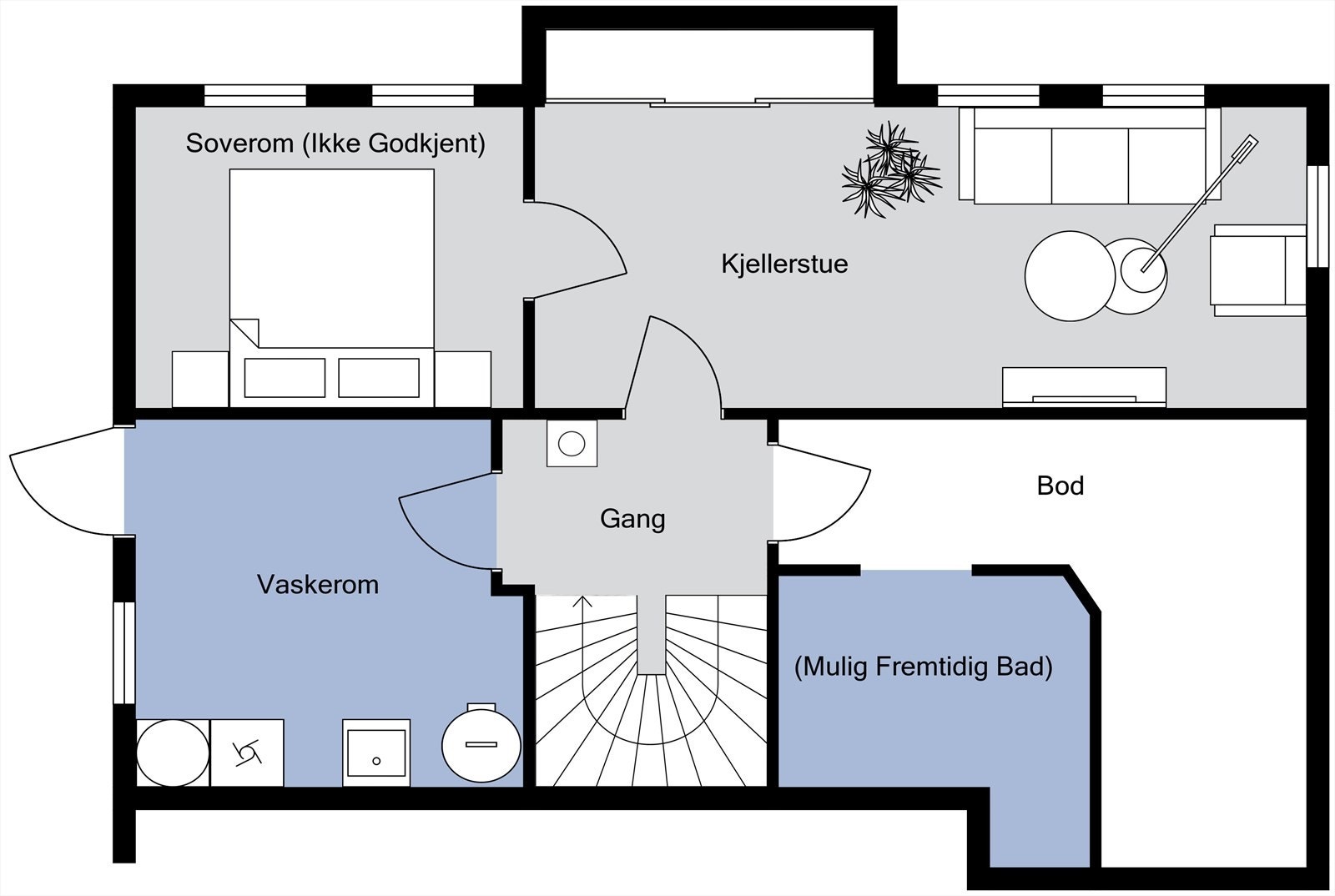 Planløsning kjeller Galleribilde