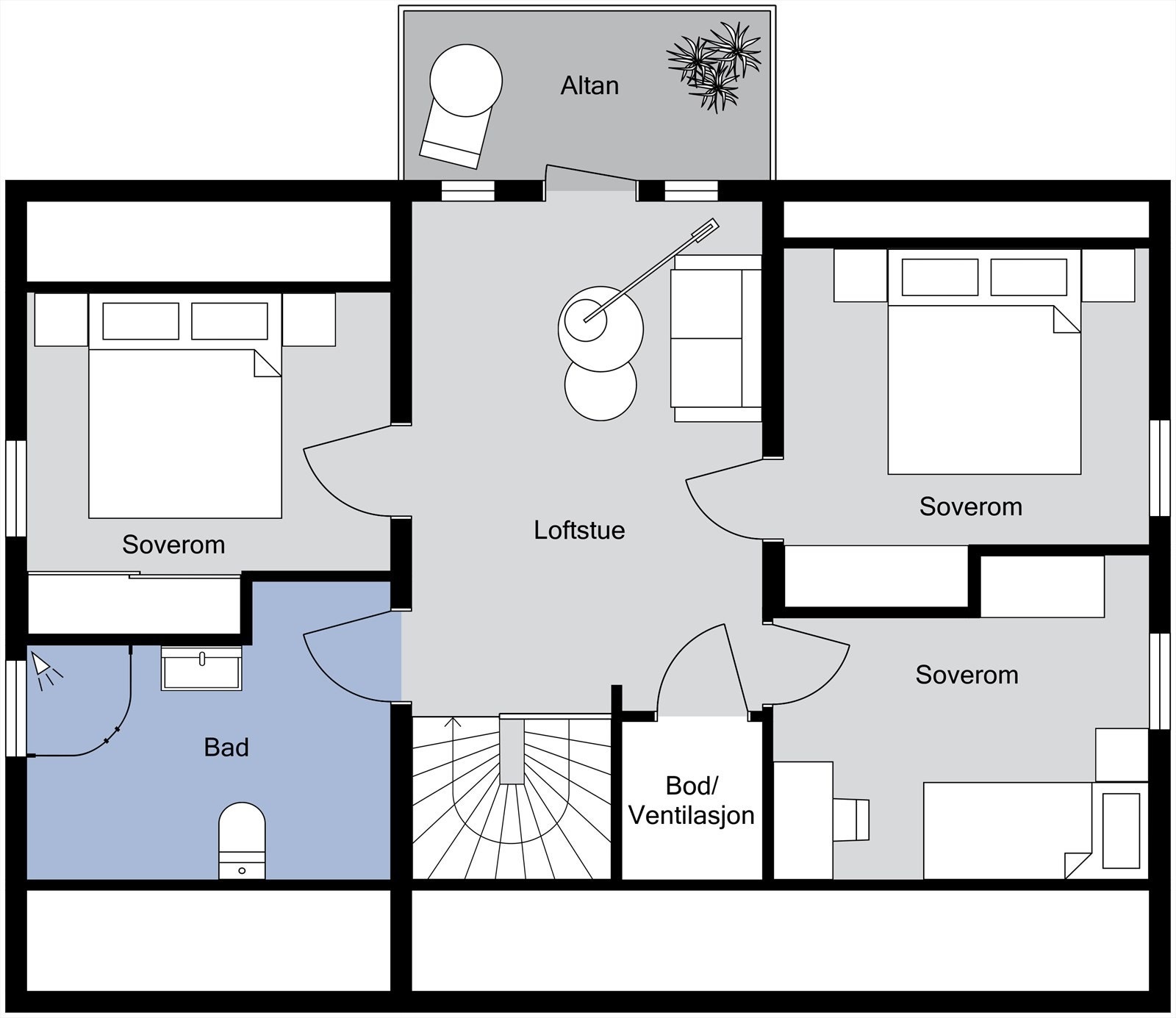 Planløsning loft Galleribilde