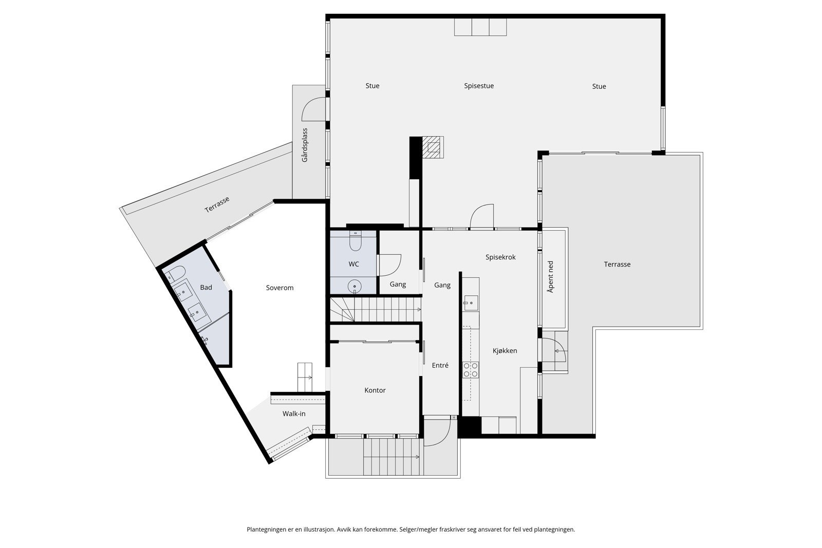 Plantegning hovedetasje. Galleribilde